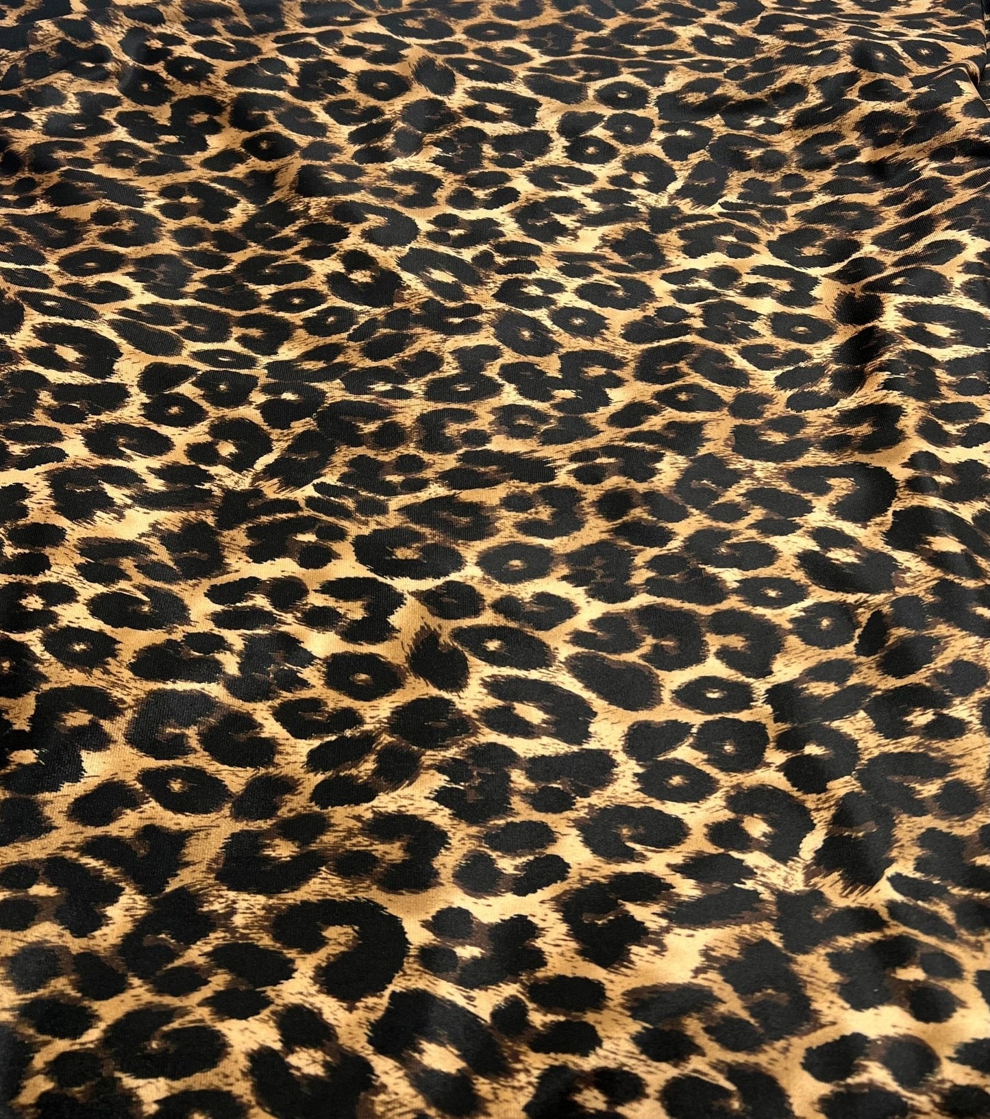 Leopard Print Brown Velour Spandex Stretch Fabric