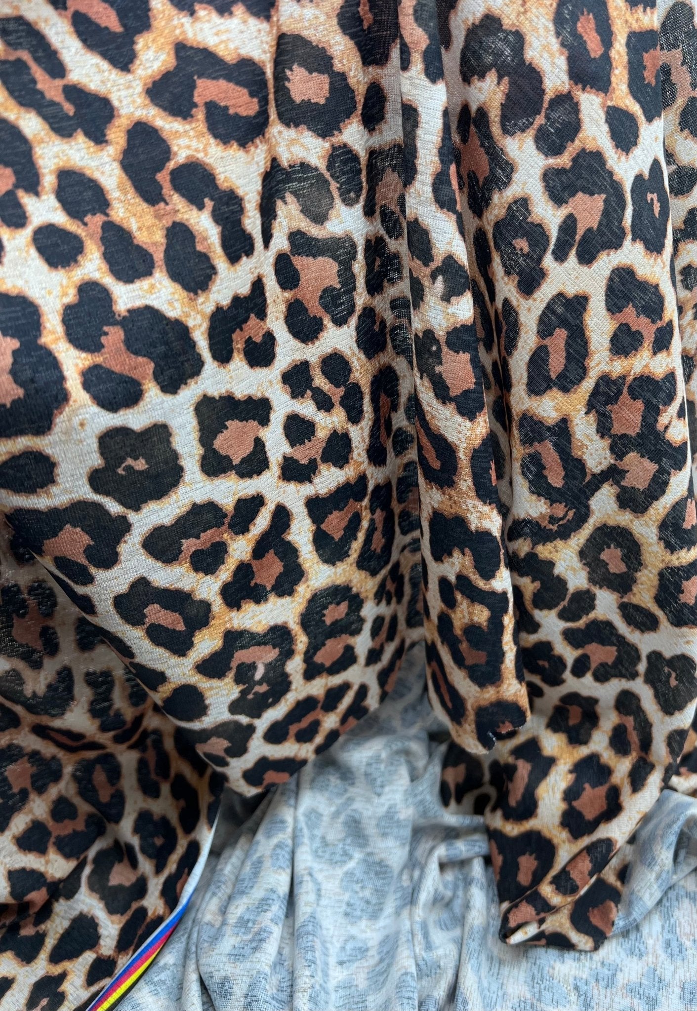 Leopard Printed Lightweight Onionskin Stretch Fabric
