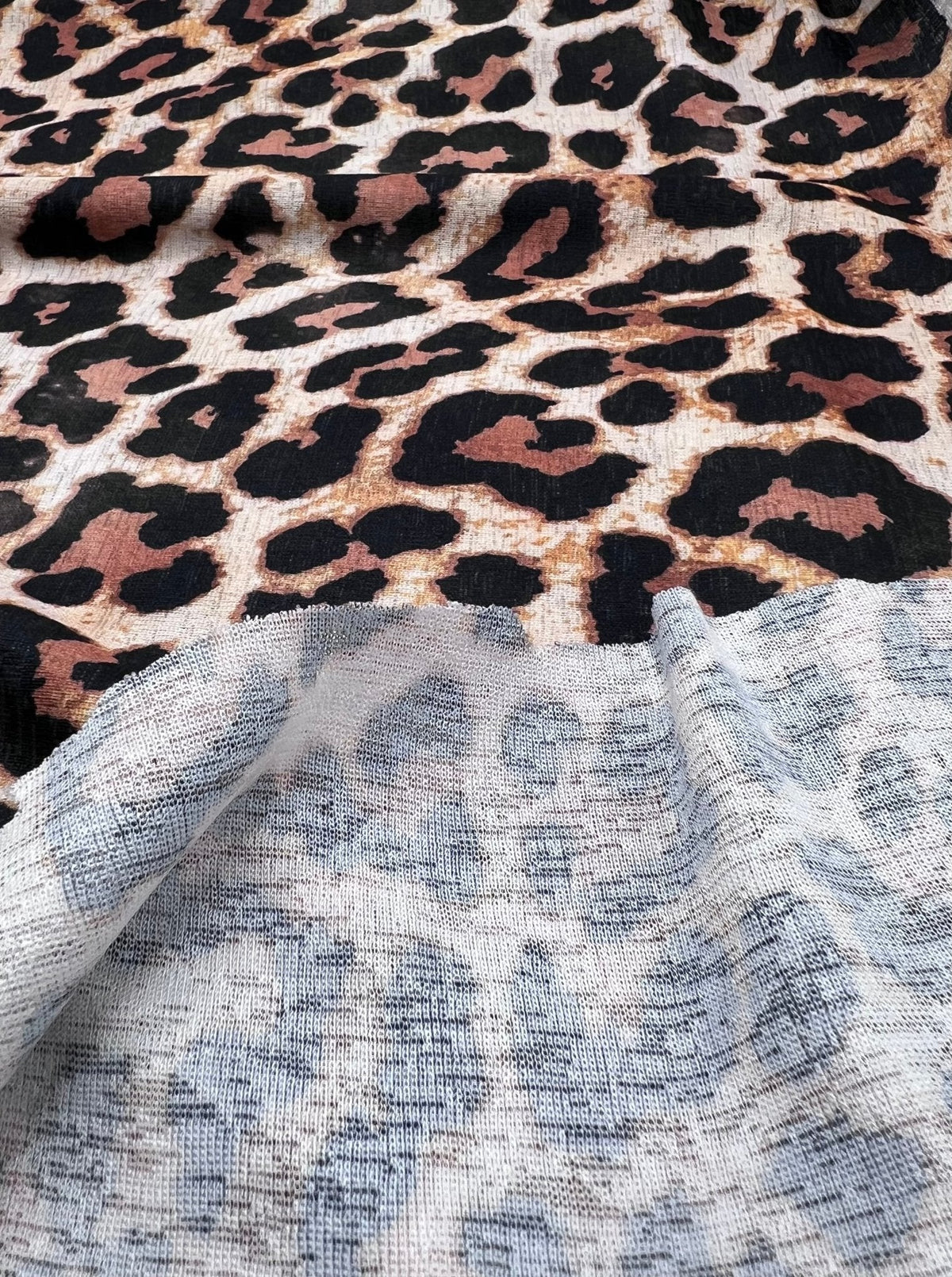Leopard Printed Lightweight Onionskin Stretch Fabric