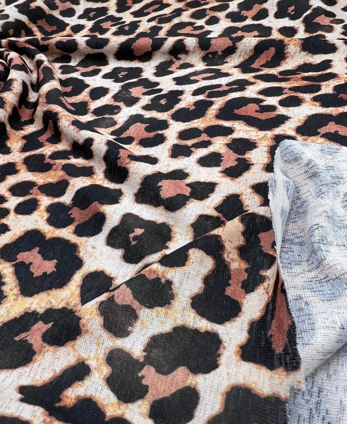Leopard Printed Lightweight Onionskin Stretch Fabric