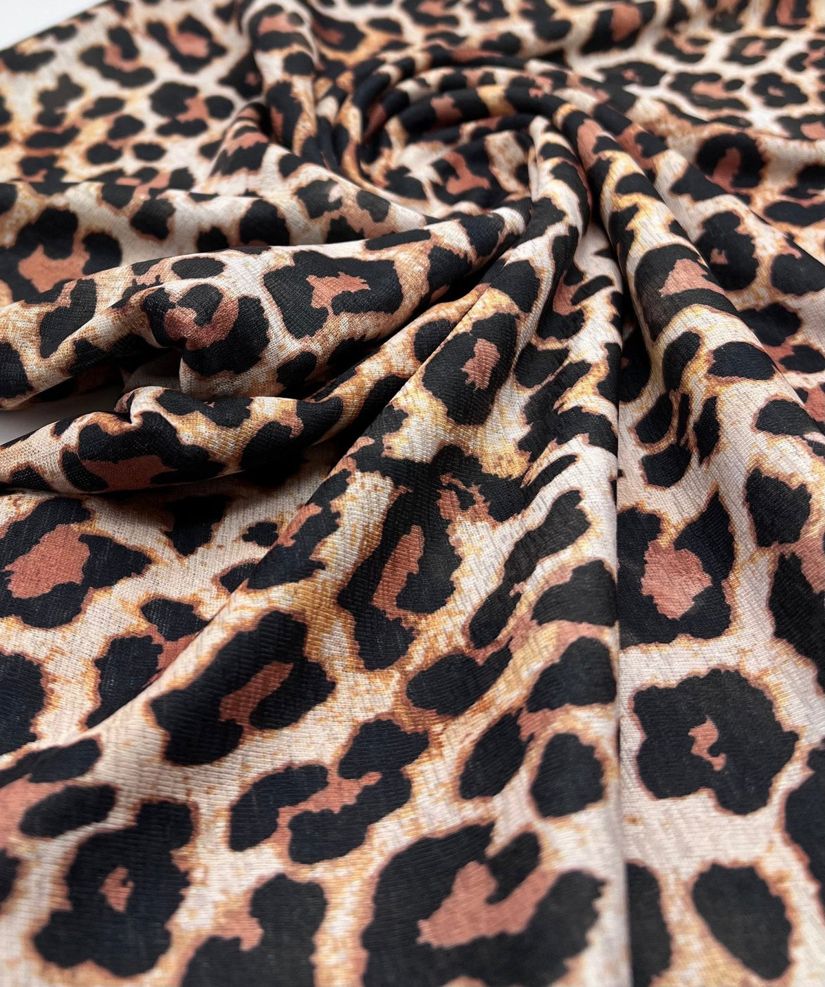 Leopard Printed Lightweight Onionskin Stretch Fabric