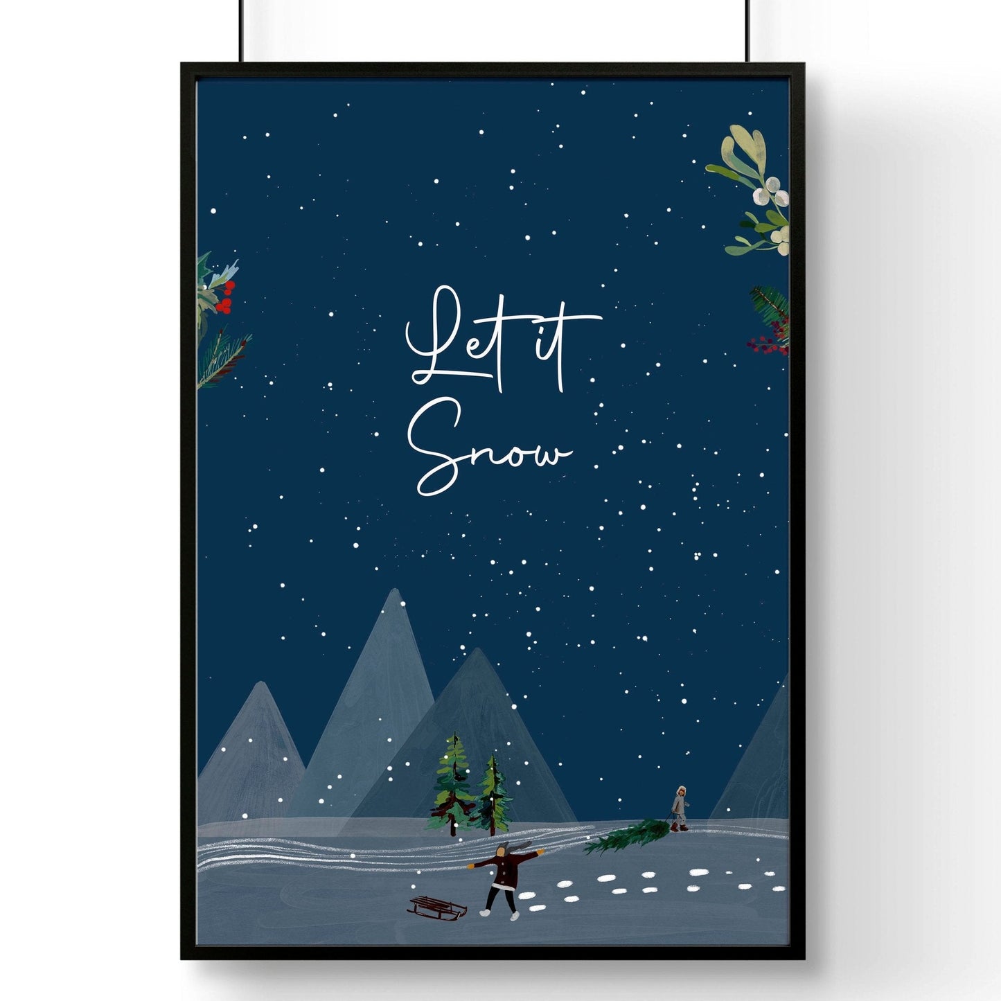 Scandinavian Christmas decor wall art print