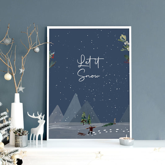 Scandinavian Christmas decor wall art print