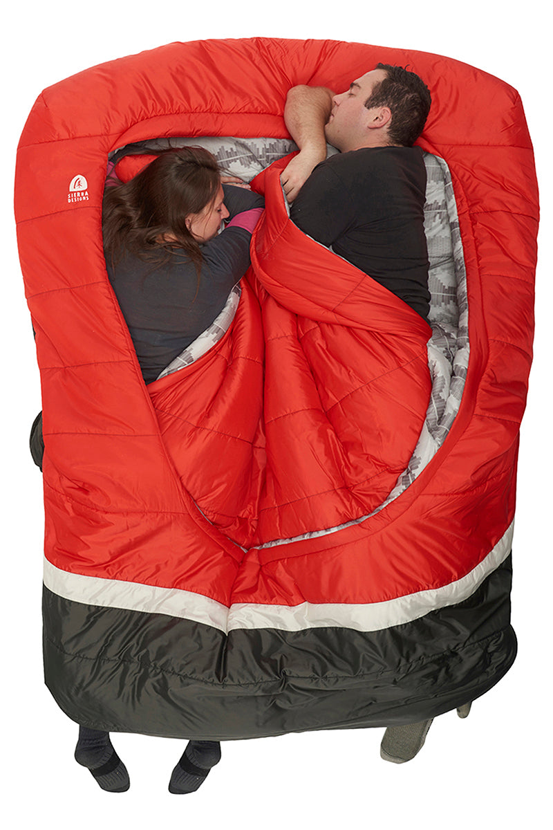 Sierra Designs Frontcountry Bed 20°F (-7°C) Synthetic 2-Person Sleeping Bag - Queen - Red/Grey