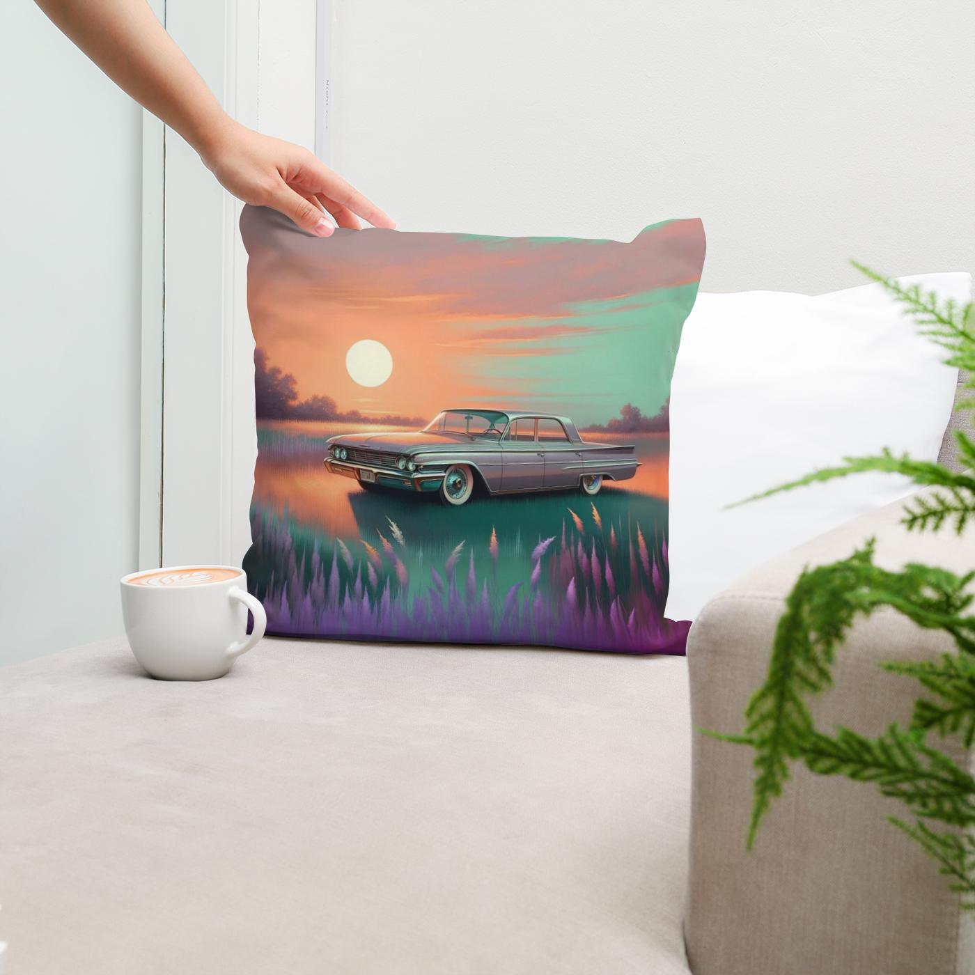 Meadow Sunset Drive Cotton Cushion