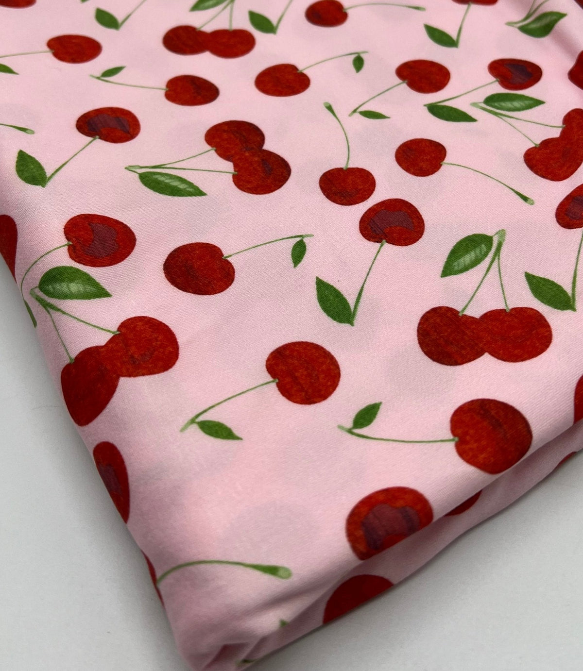Light Baby Pink Cherry Super Soft Print Spun Poly Stretch Fabric
