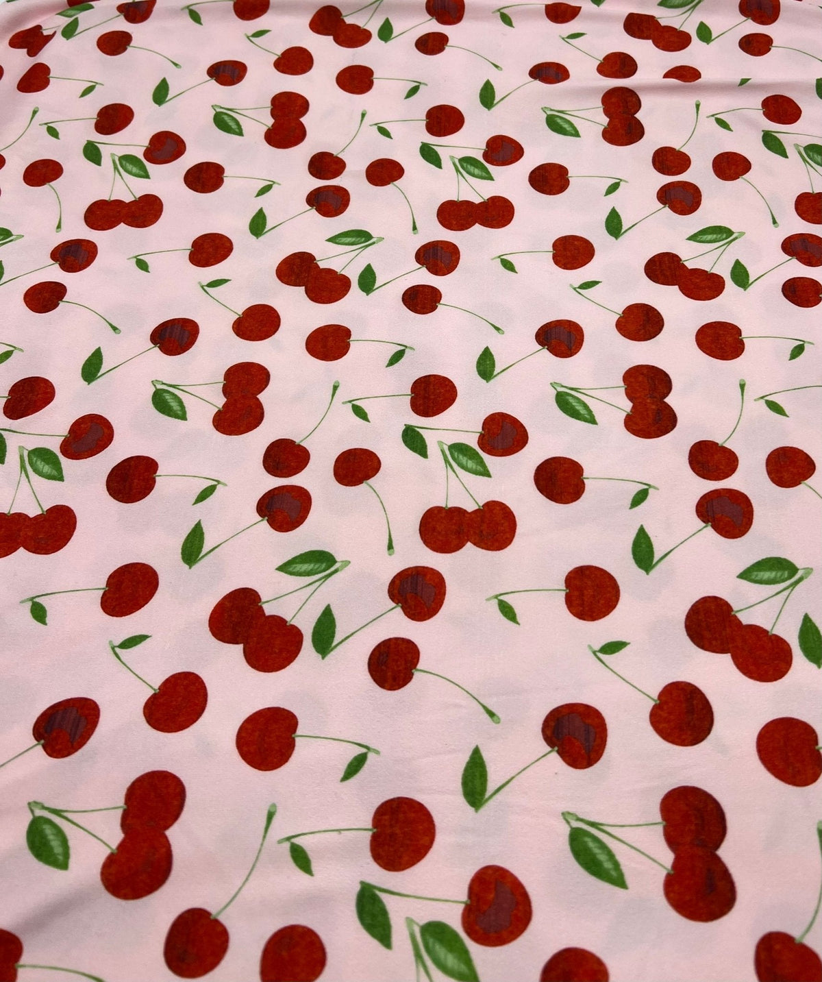 Light Baby Pink Cherry Super Soft Print Spun Poly Stretch Fabric