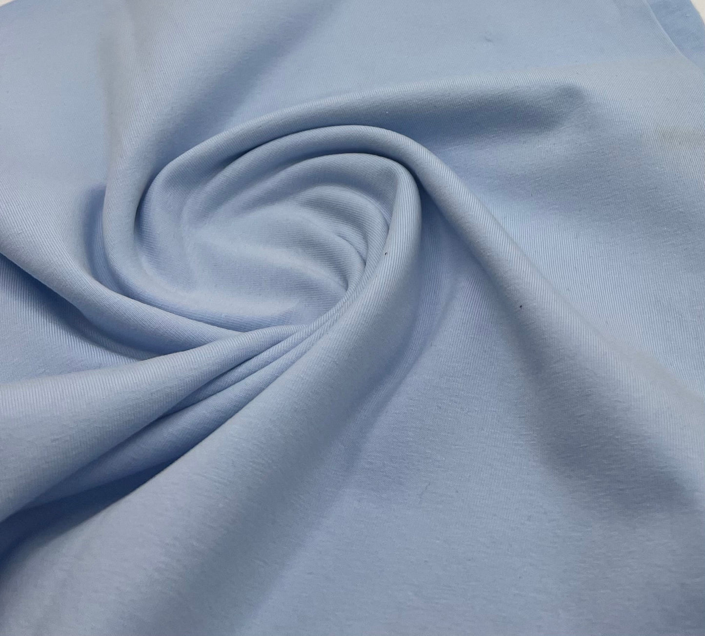 Light Blue Cotton Stretch Jersey 240 GSM 92/8 Lycra 4 Way Stretch