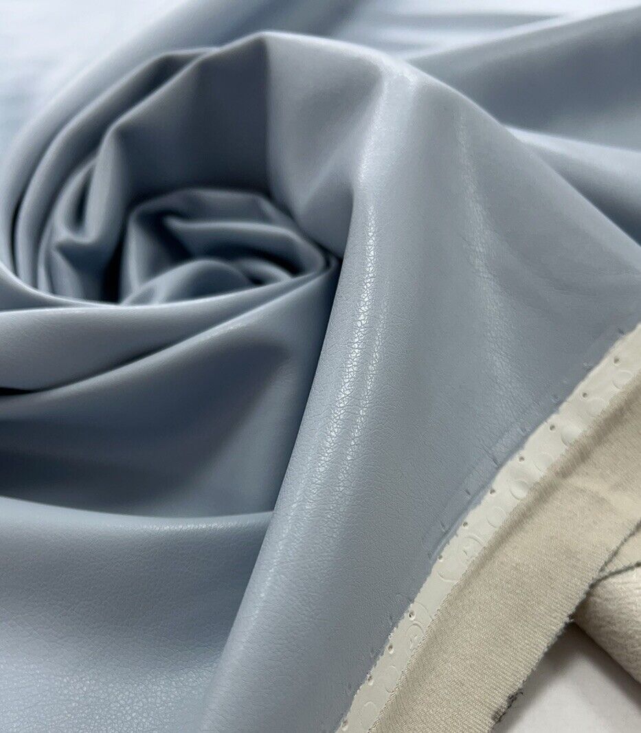 Light Blue Faux Leather Leatherette Stretch Fabric