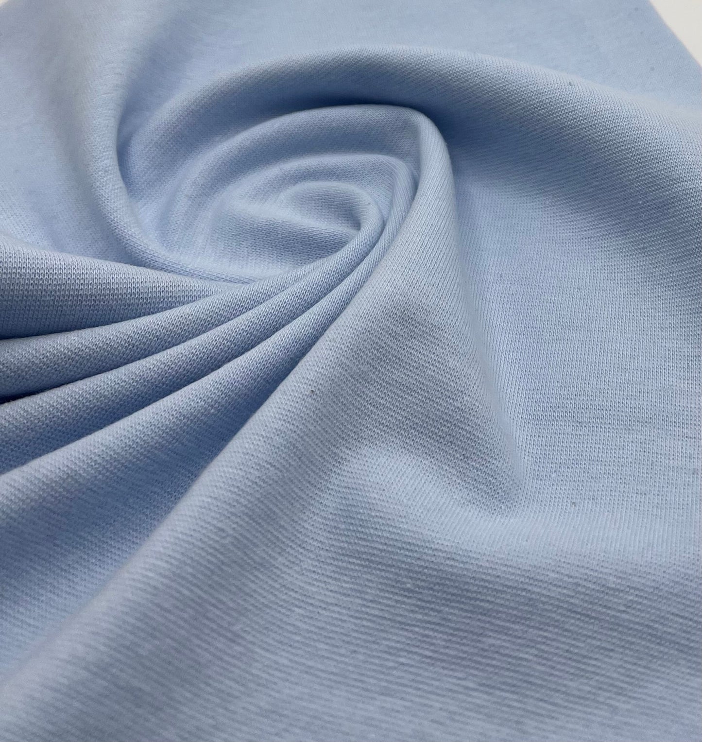 Light Blue Jersey Cuffing Ribbing Fabric 270 GSM Cotton Knit 70cm Wide