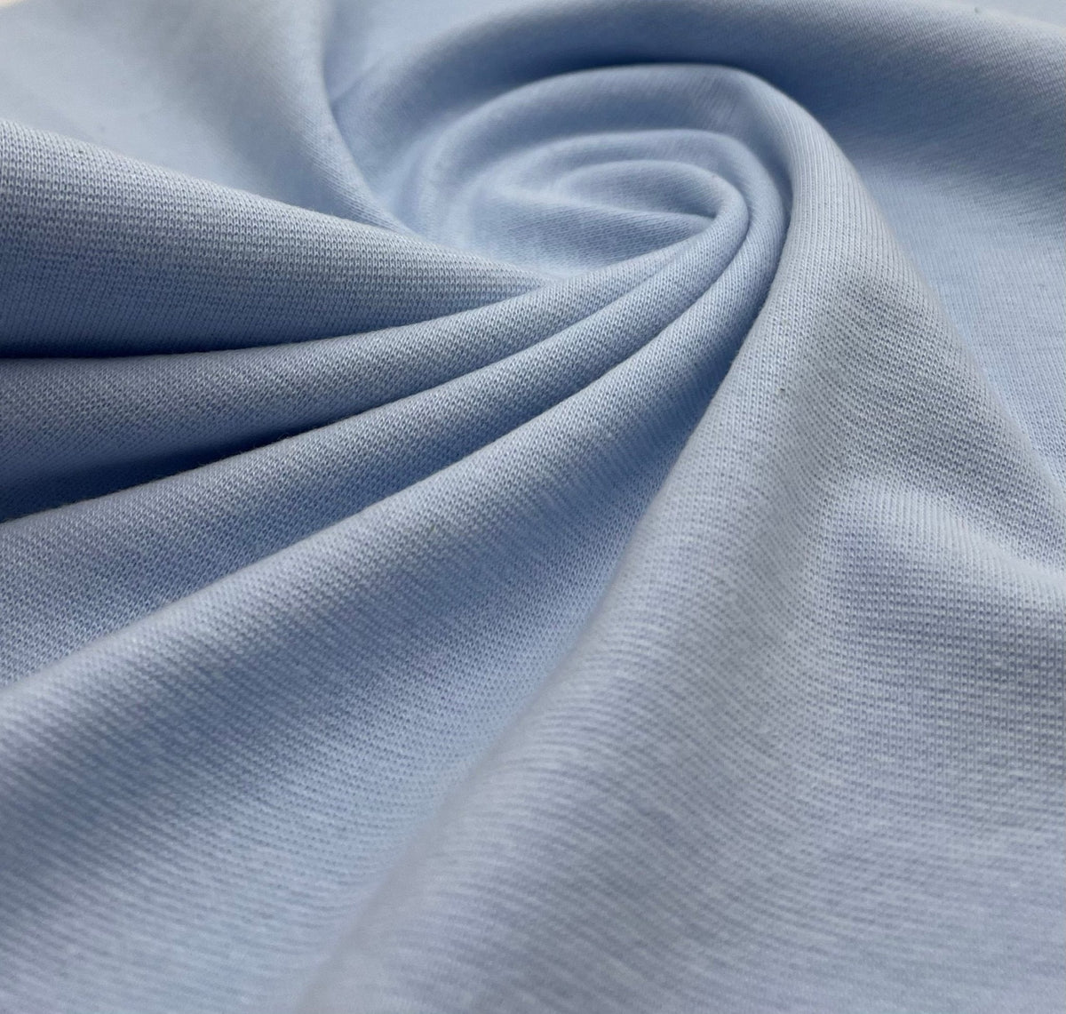 Light Blue Jersey Cuffing Ribbing Fabric 270 GSM Cotton Knit 70cm Wide