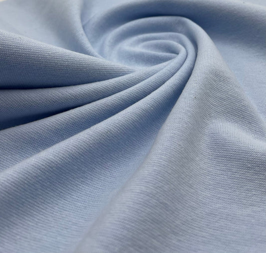 Light Blue Jersey Cuffing Ribbing Fabric 270 GSM Cotton Knit 70cm Wide
