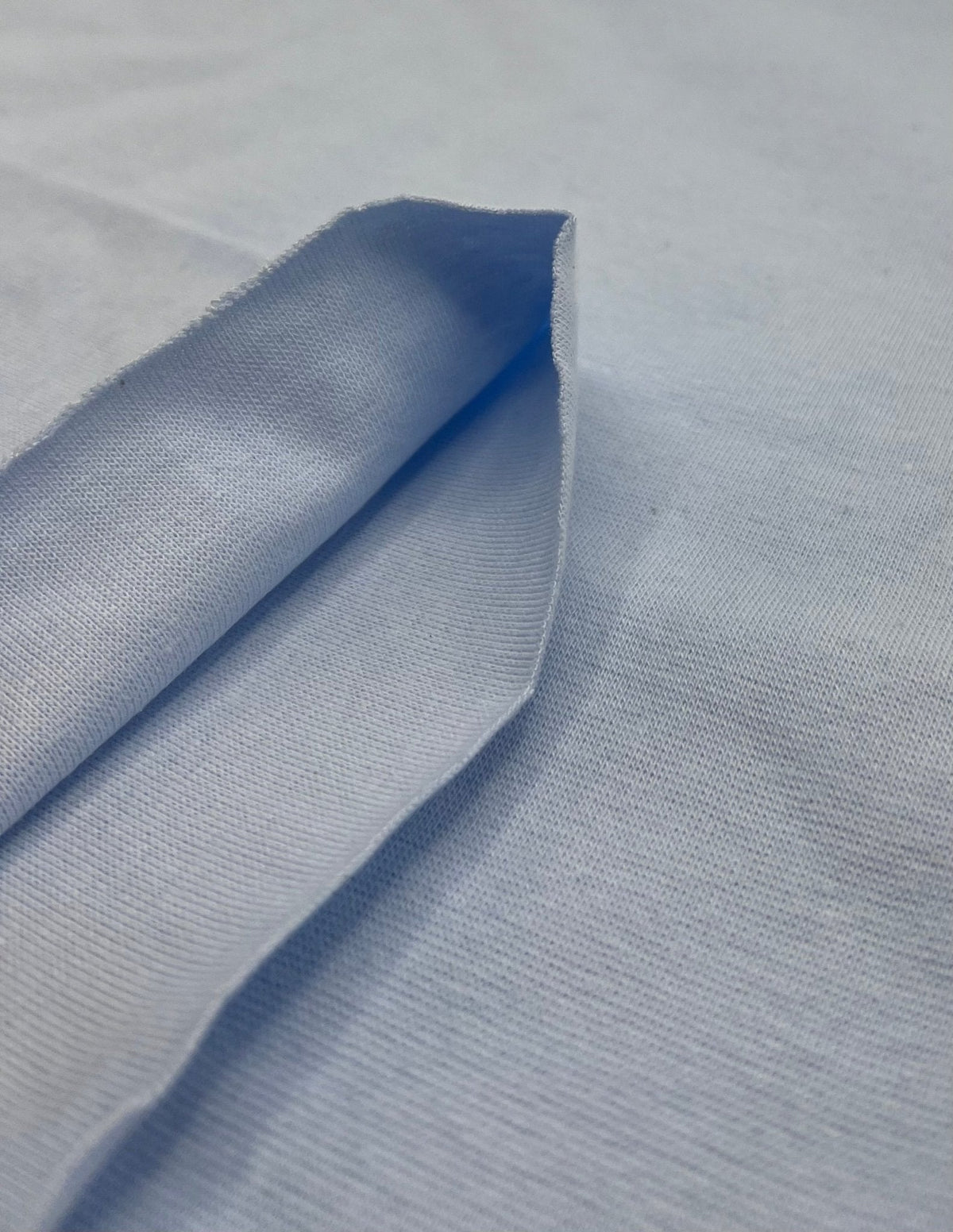 Light Blue Jersey Cuffing Ribbing Fabric 270 GSM Cotton Knit 70cm Wide