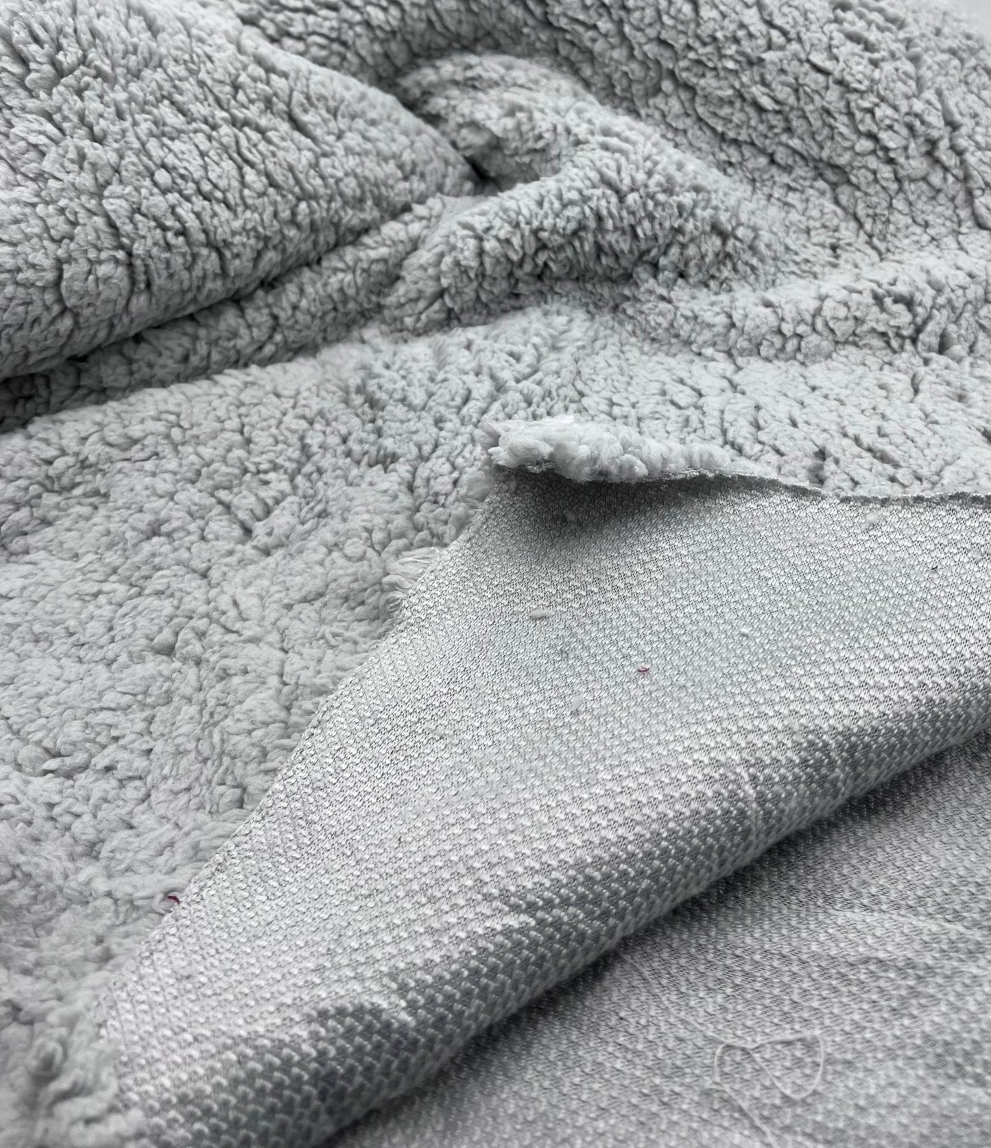 Light Grey Sherpa Fleece Fluffy Borg Faux Fur Fabric
