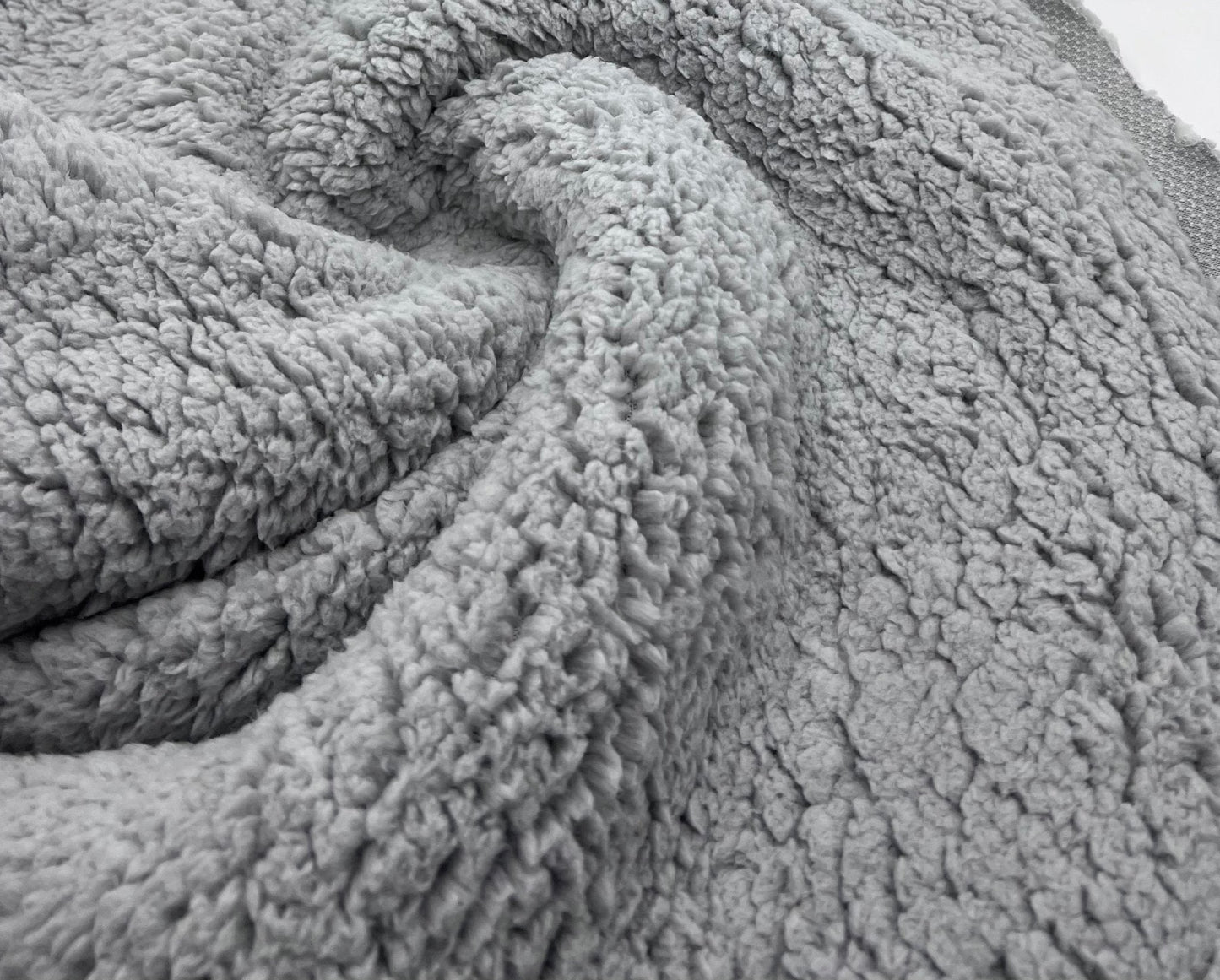 Light Grey Sherpa Fleece Fluffy Borg Faux Fur Fabric