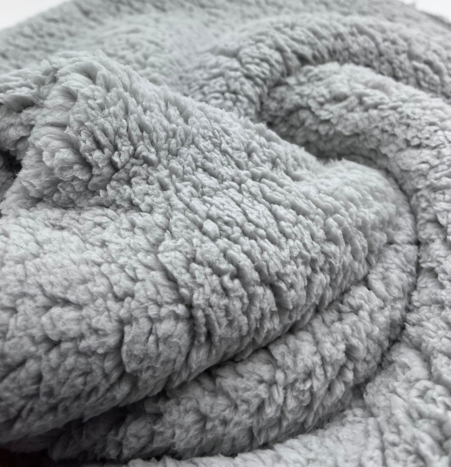 Light Grey Sherpa Fleece Fluffy Borg Faux Fur Fabric