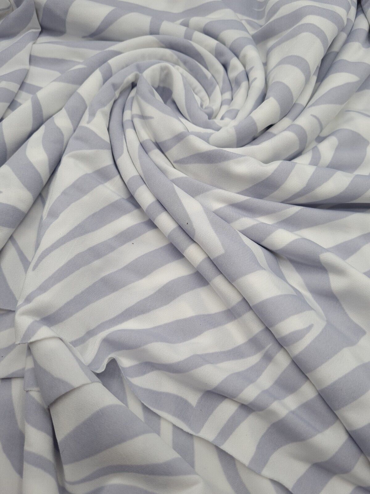 Light Grey Zebra Print Soft Touch Stretch Fabric