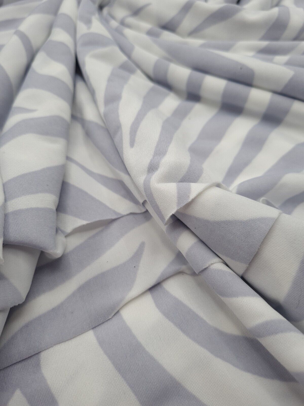 Light Grey Zebra Print Soft Touch Stretch Fabric