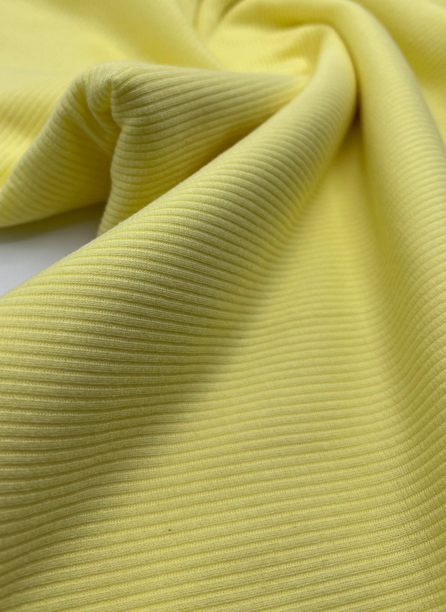 Light Yellow 2X1 Fine Rib Stretch Fabric