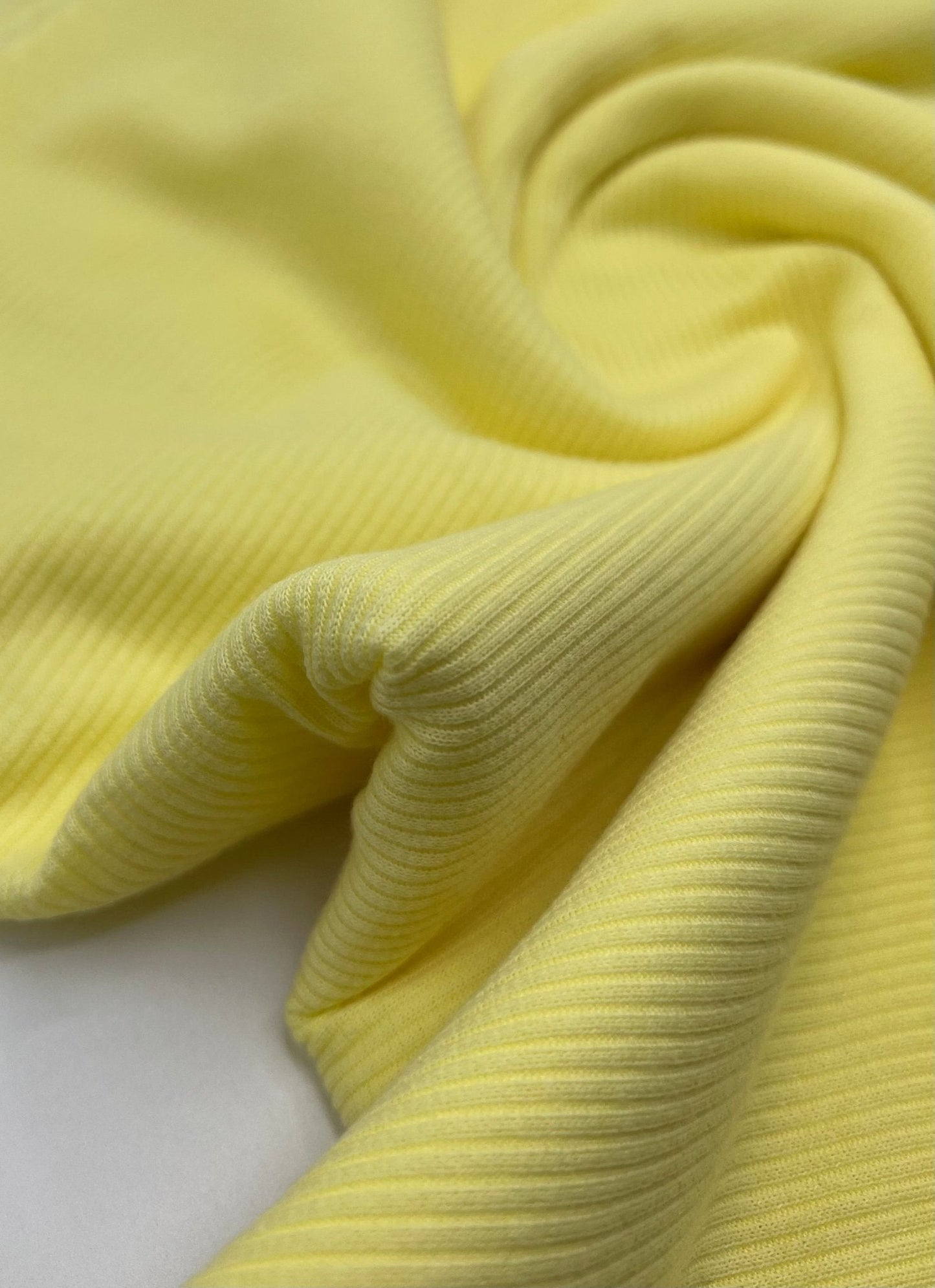 Light Yellow 2X1 Fine Rib Stretch Fabric