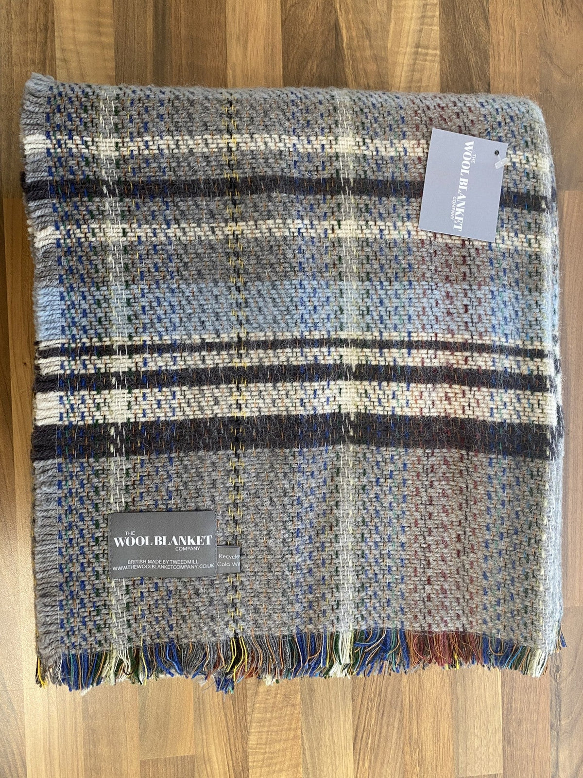 Large Checked Random Recycled Wool Blanket