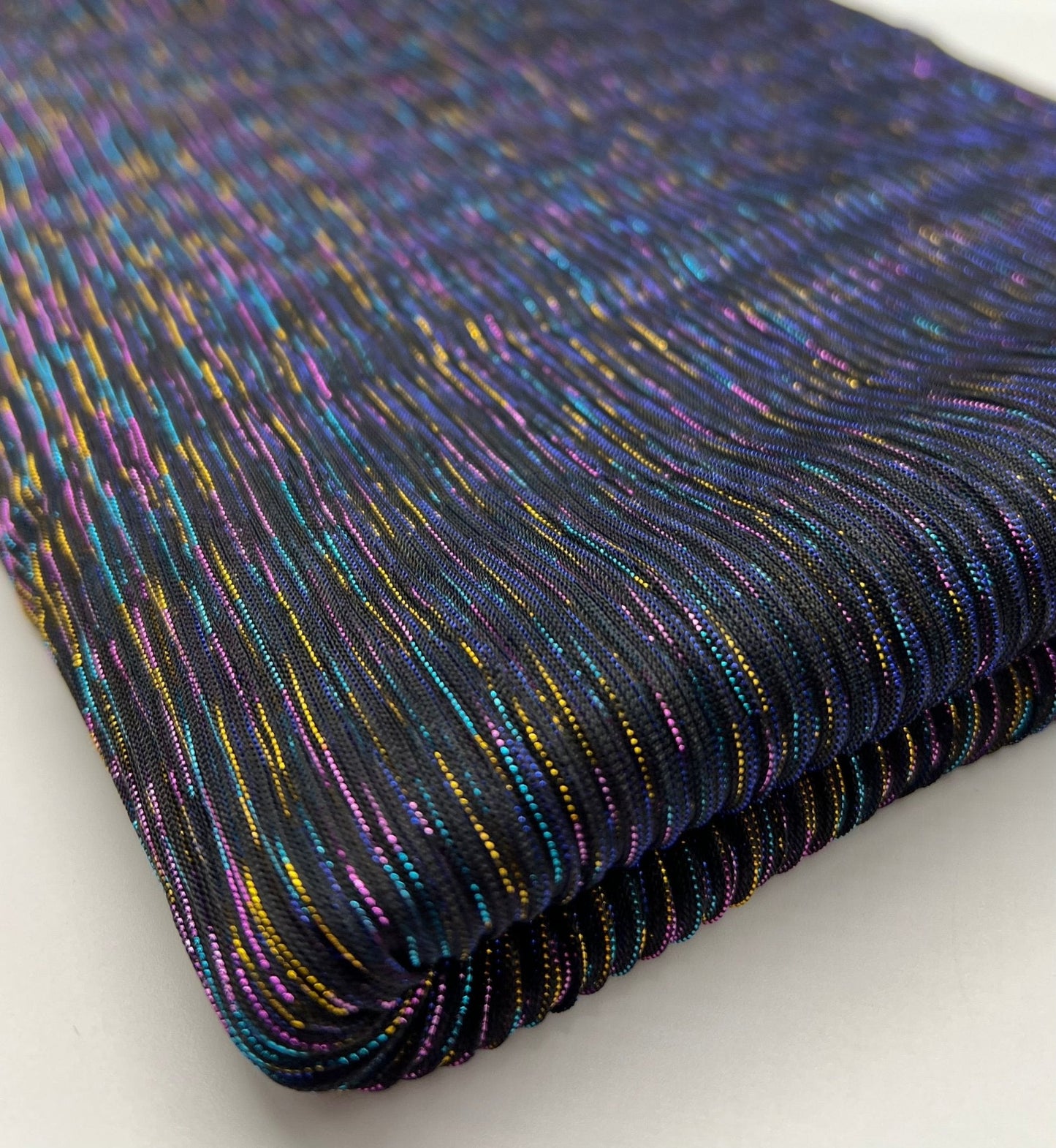 Lightweight Shiny Multi Thread Plisse Pleated Stretch Fabric