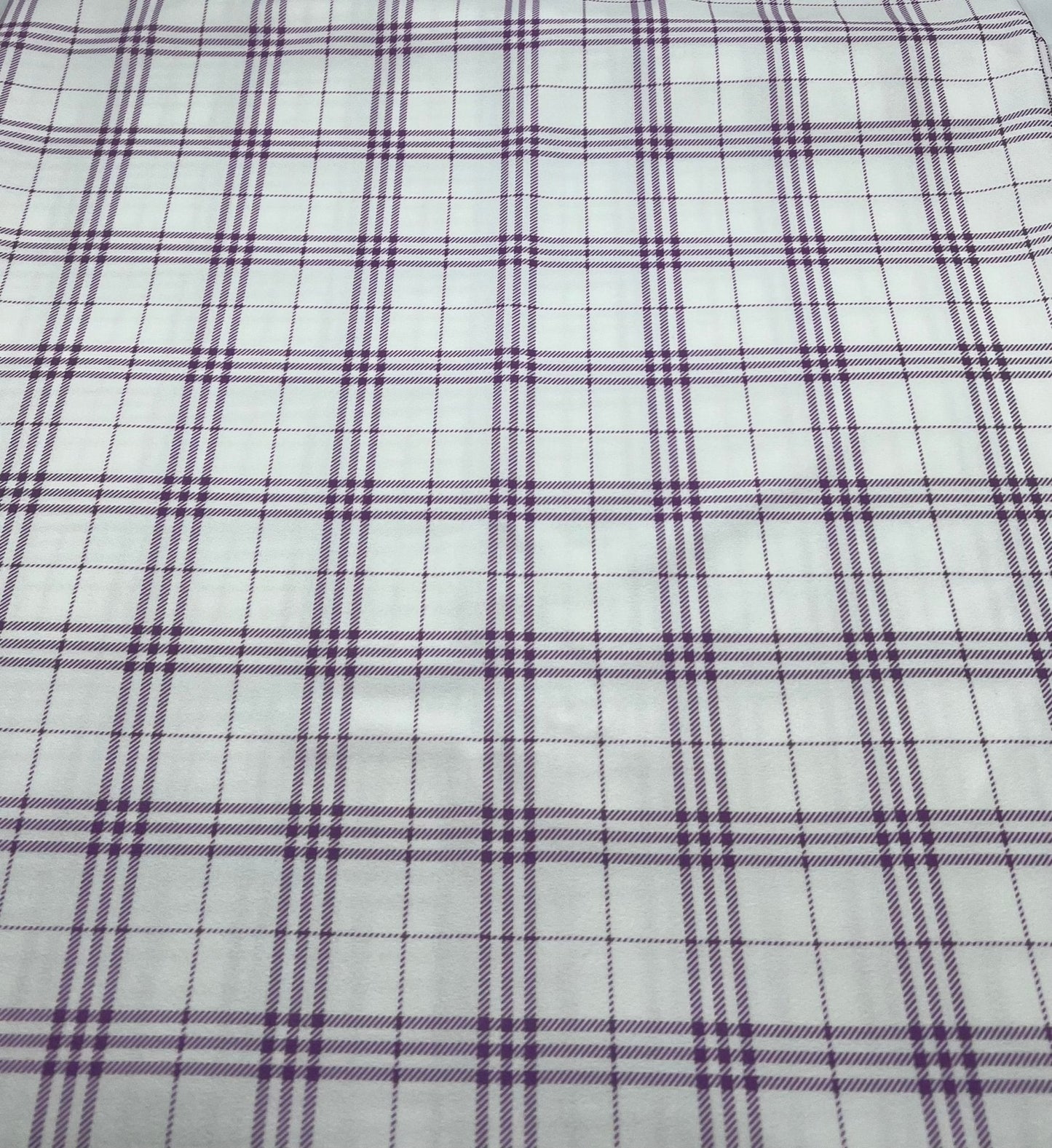 Lilac Check Printed Scuba Crepe Jersey Fabric 4 Way Stretch