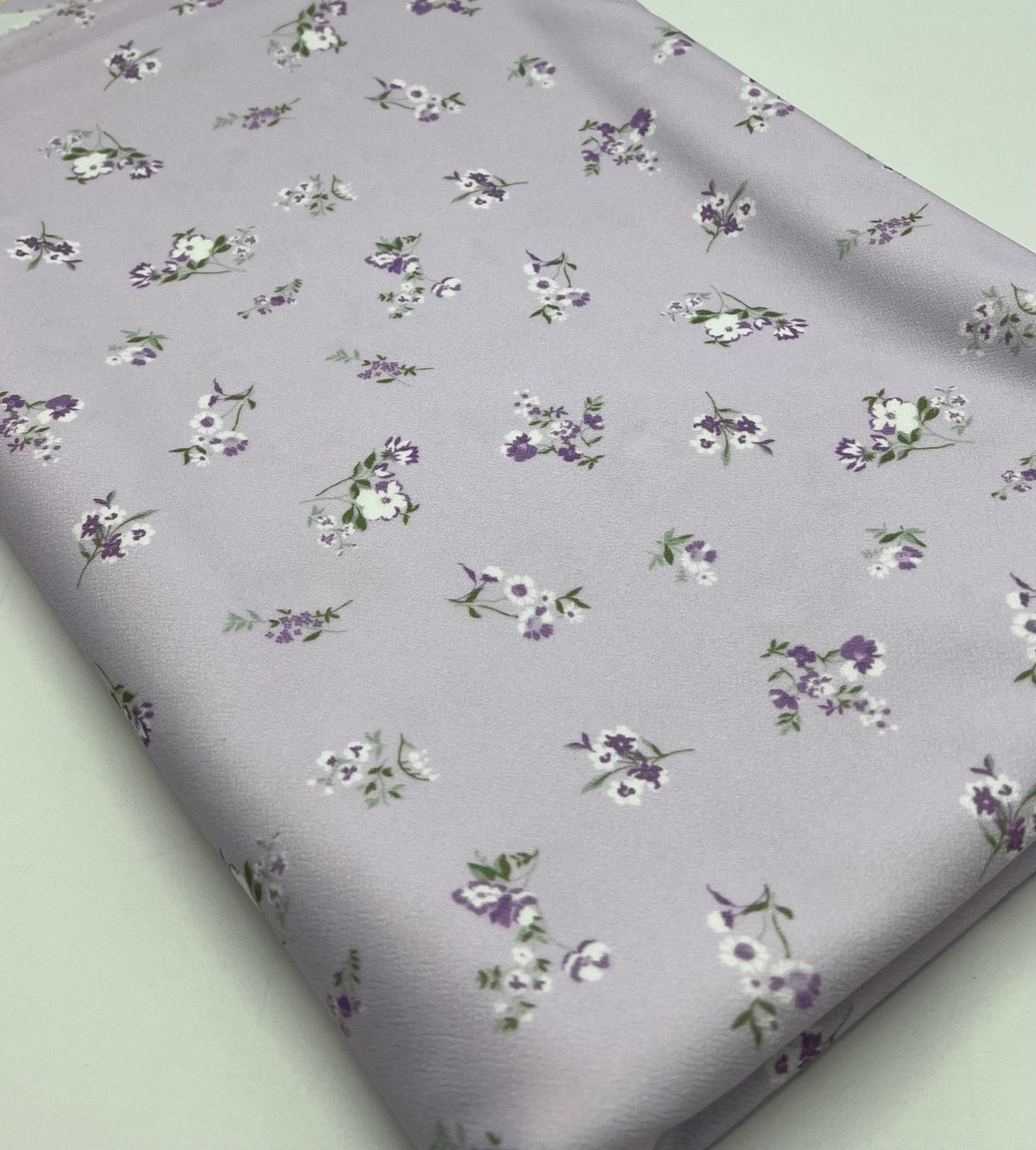 Lilac Ditsy Floral Print Lightweight Jersey Crepe Fabric 4 Way Stretch