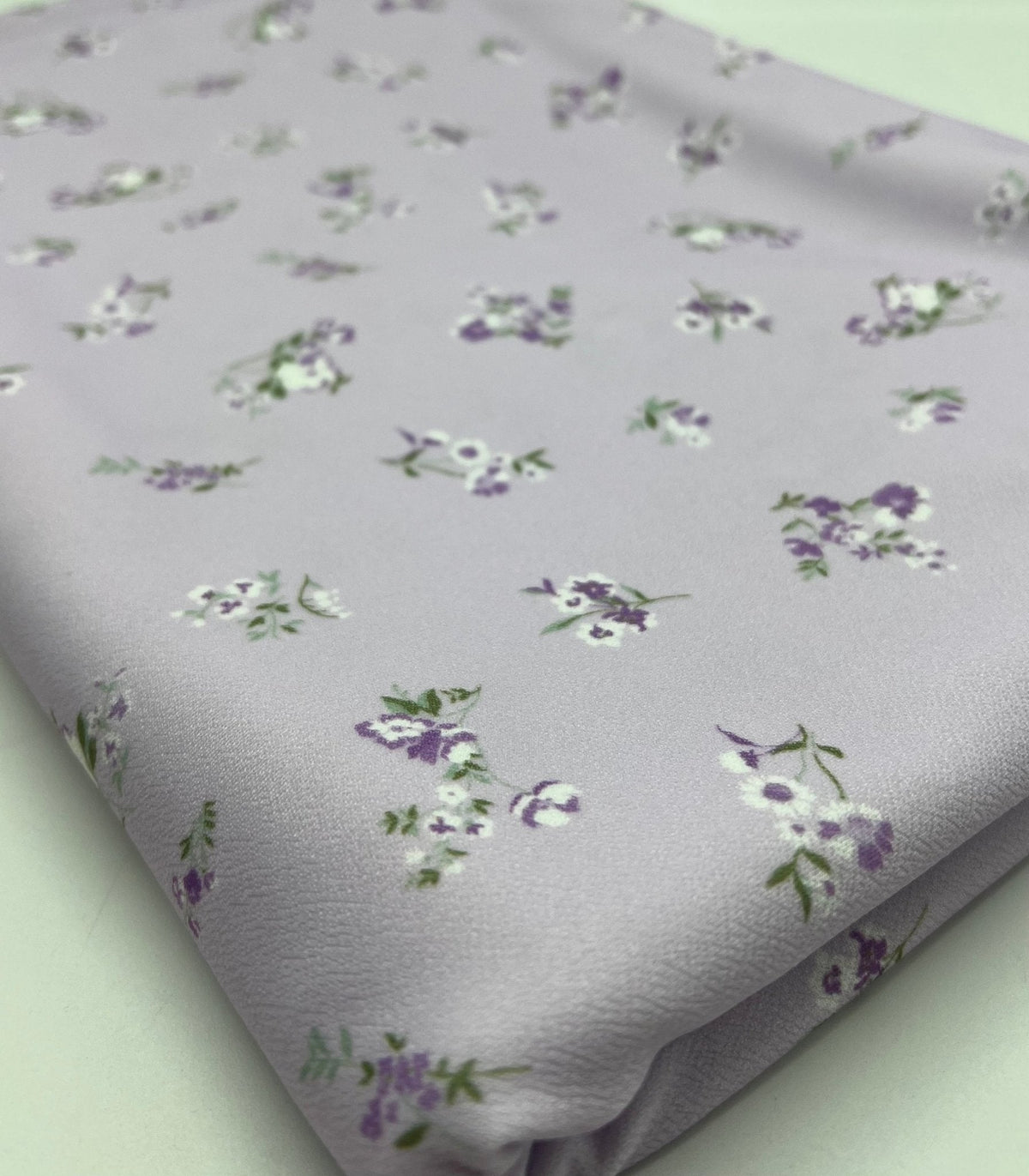 Lilac Ditsy Floral Print Lightweight Jersey Crepe Fabric 4 Way Stretch
