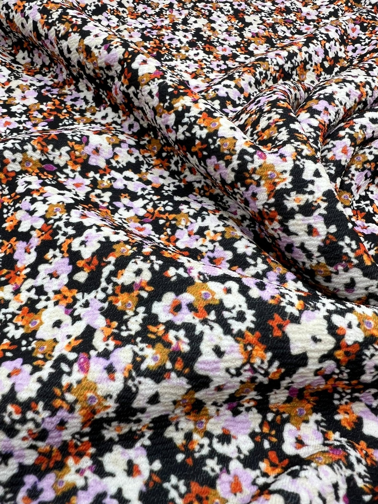 Lilac Ditsy Floral Print Liverpool Bullet Stretch Fabric