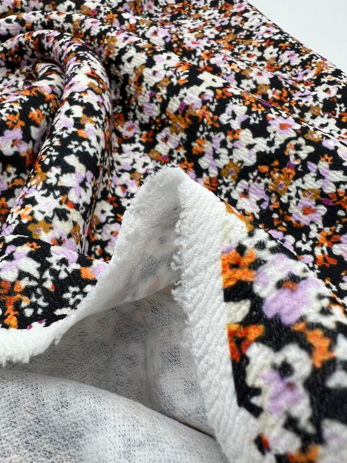 Lilac Ditsy Floral Print Liverpool Bullet Stretch Fabric