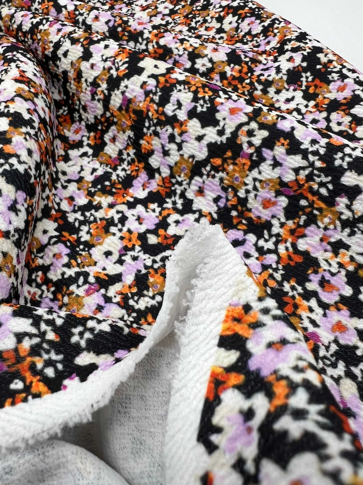 Lilac Ditsy Floral Print Liverpool Bullet Stretch Fabric