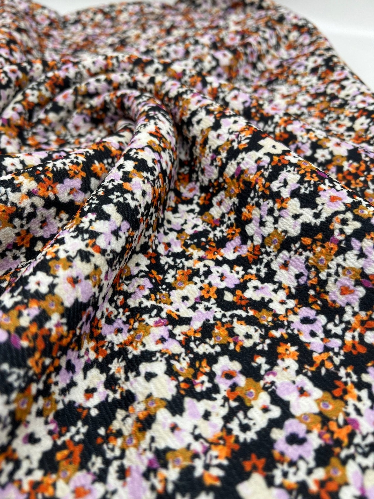 Lilac Ditsy Floral Print Liverpool Bullet Stretch Fabric