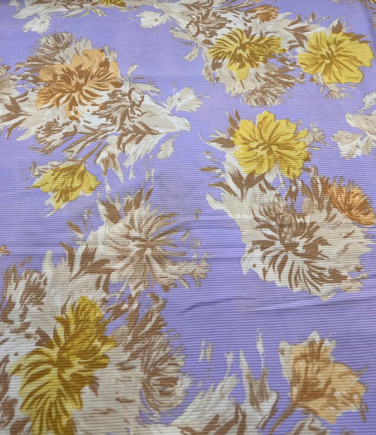 Lilac Floral Print 2X1 Fine Rib Stretch Fabric