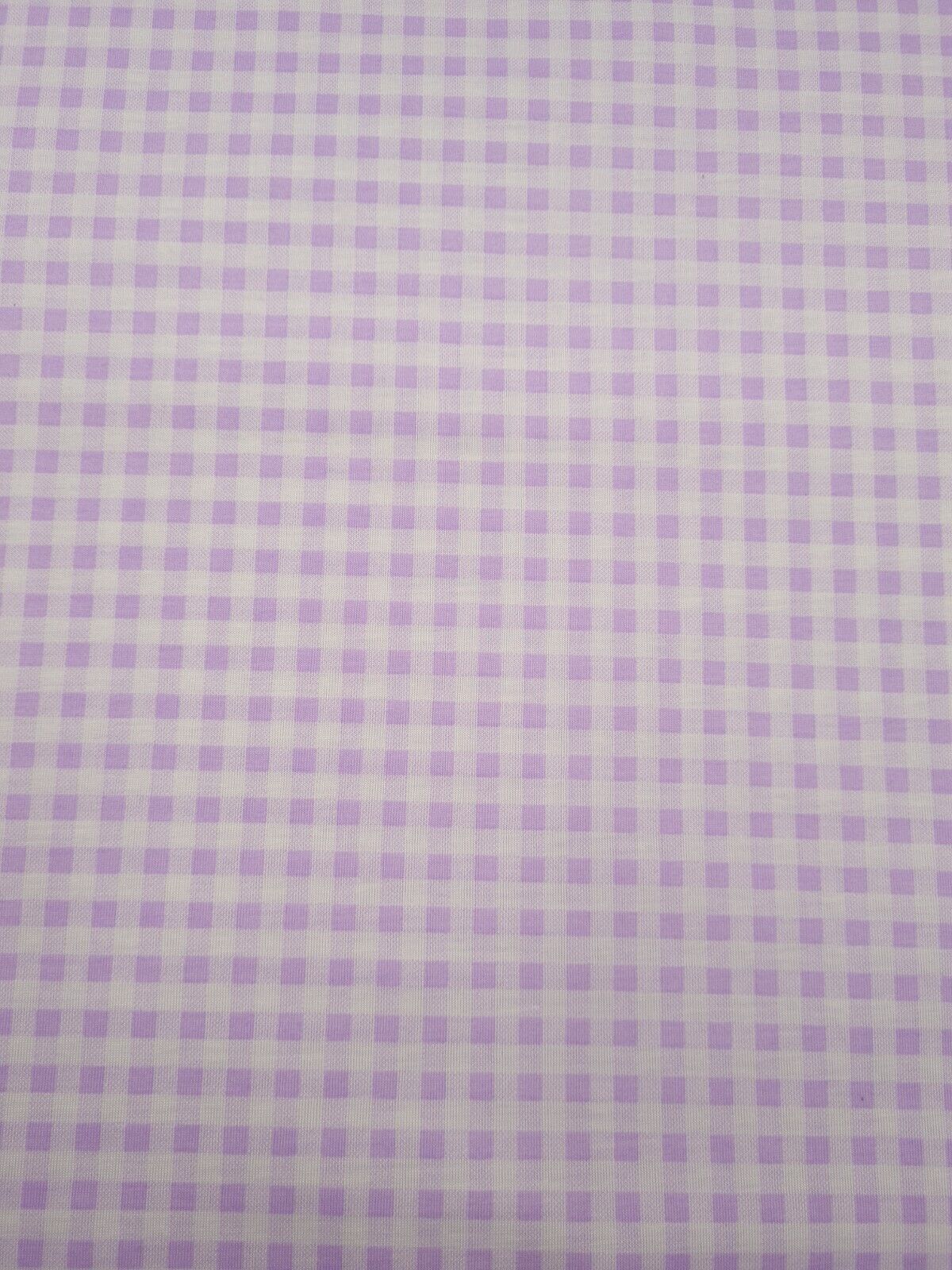 Lilac Gingham Print Spun Poly Stretch Fabric