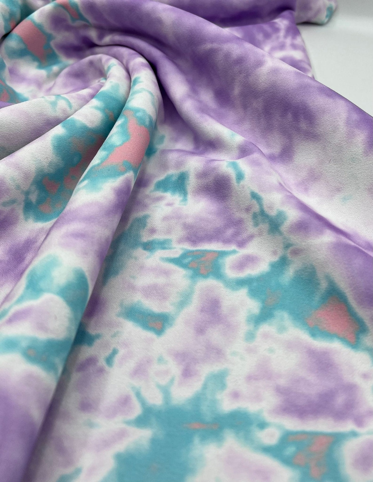 Lilac Green Mix Printed Scuba Crepe Jersey Fabric 4 Way Stretch