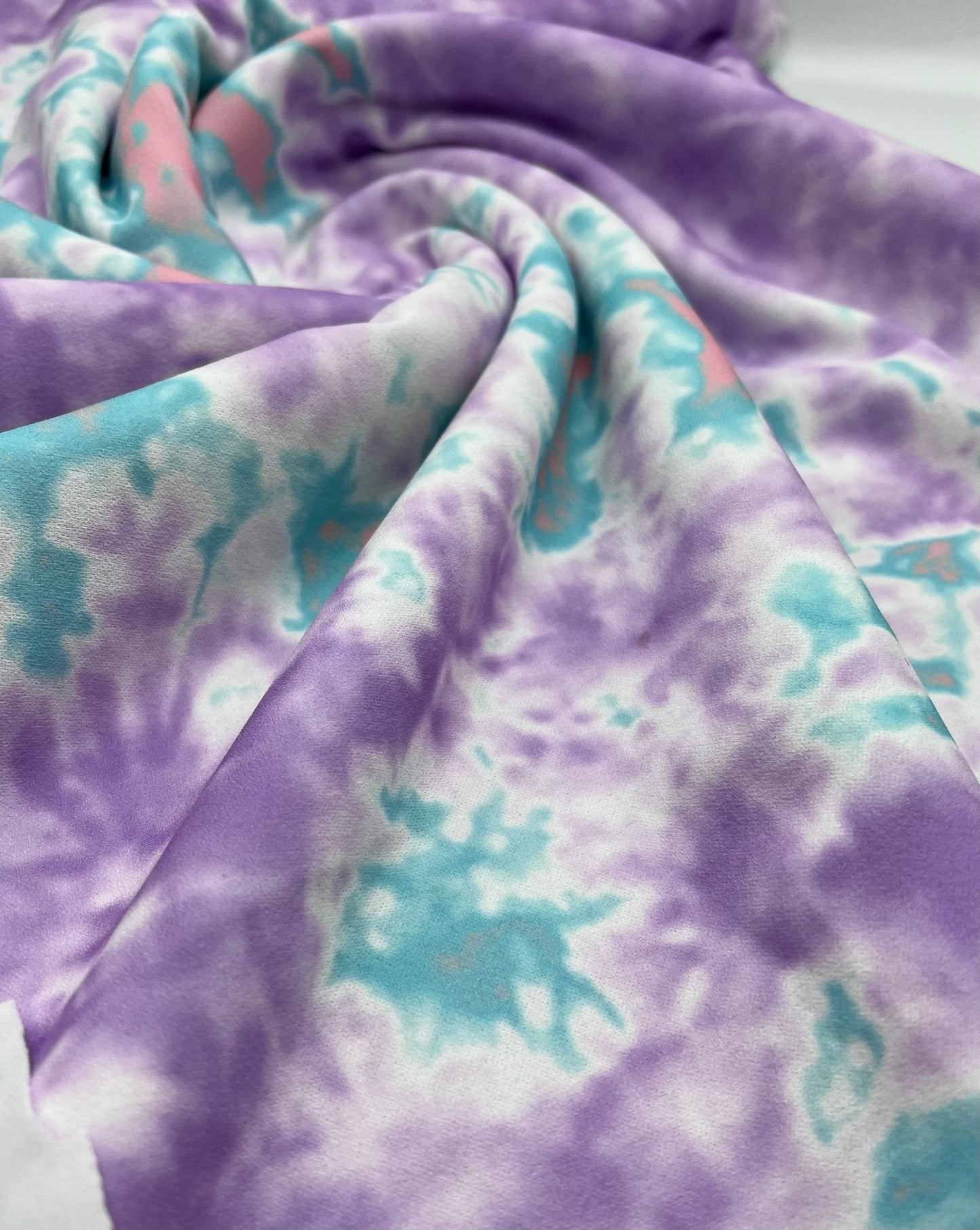 Lilac Green Mix Printed Scuba Crepe Jersey Fabric 4 Way Stretch