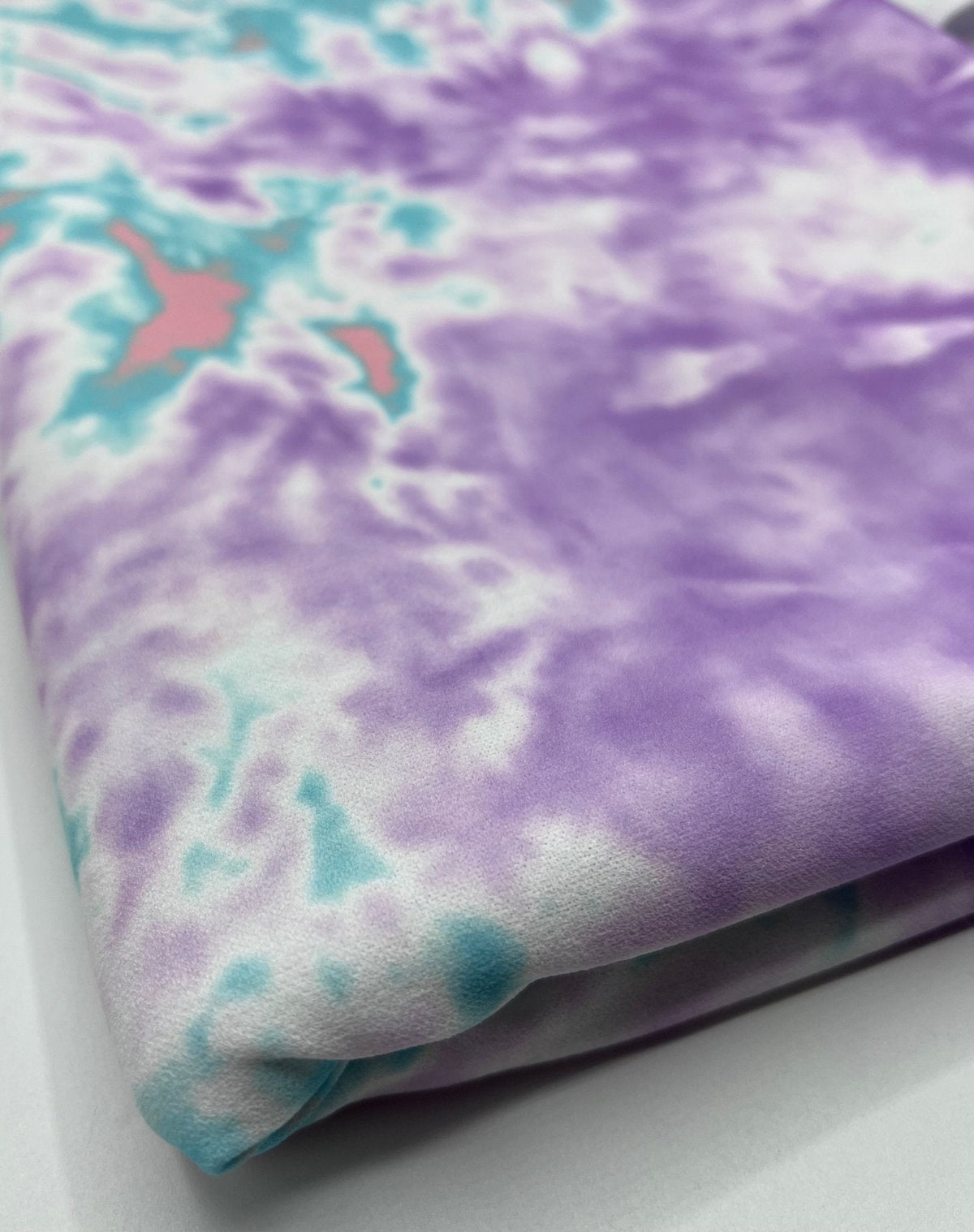 Lilac Green Mix Printed Scuba Crepe Jersey Fabric 4 Way Stretch