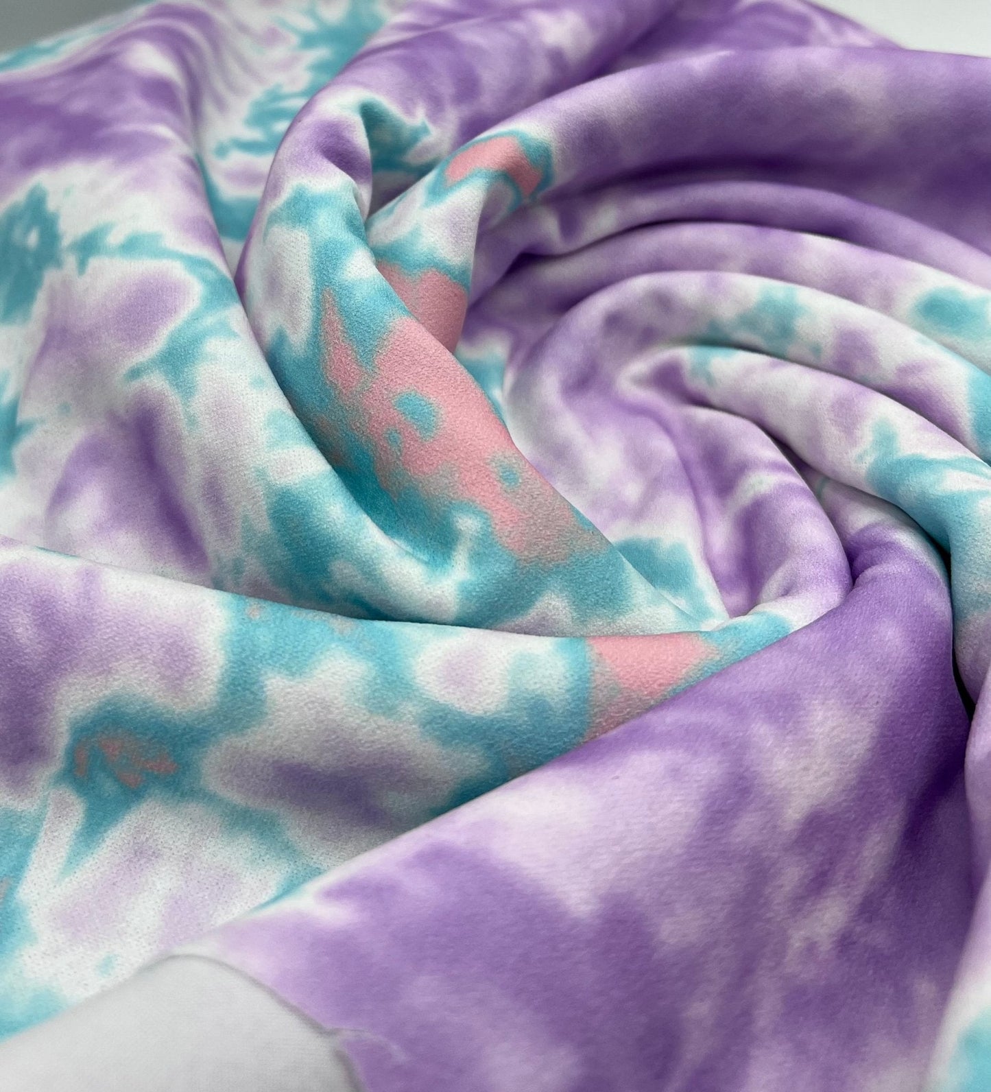Lilac Green Mix Printed Scuba Crepe Jersey Fabric 4 Way Stretch