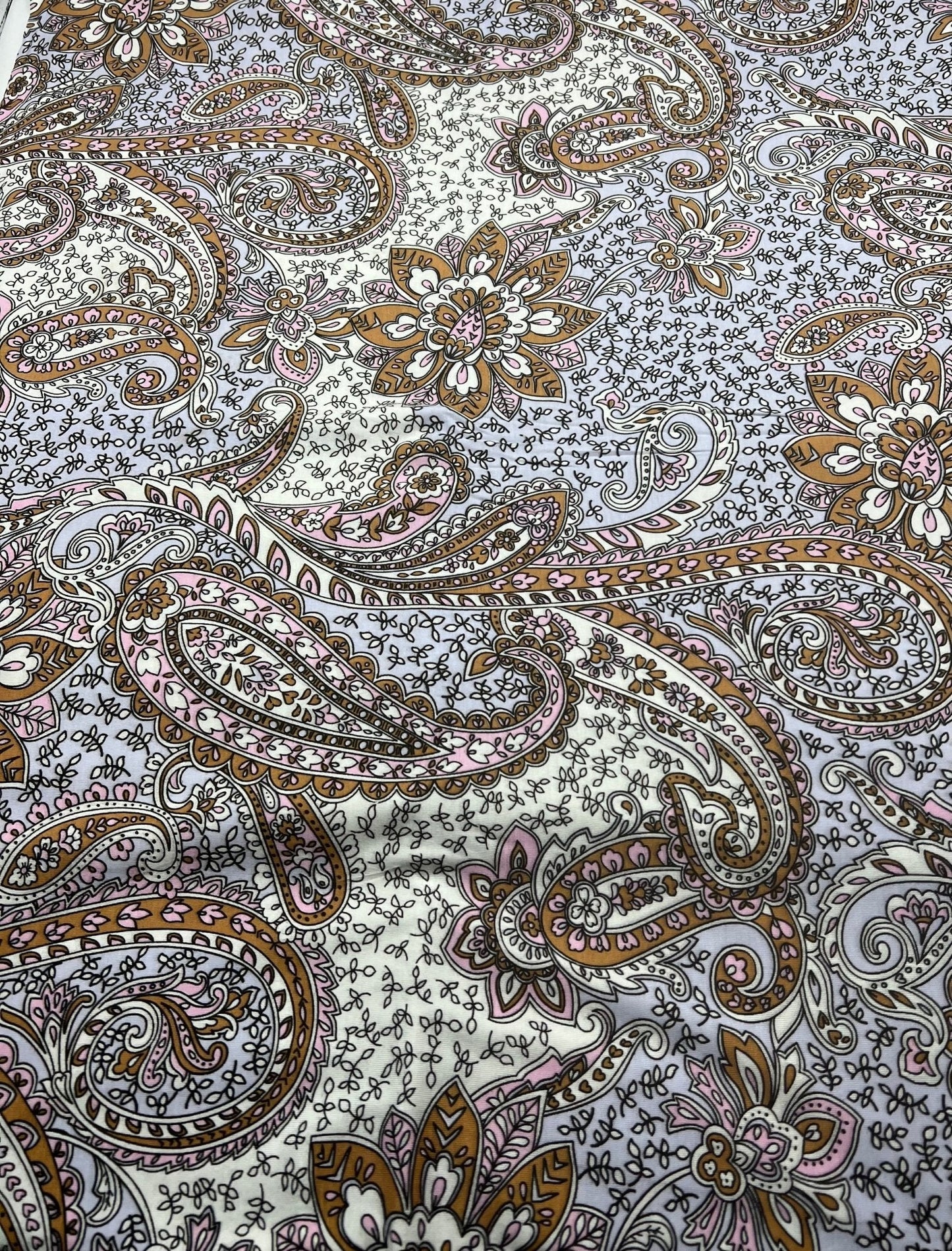 Lilac Paisley Print Viscose Elastane Fabric