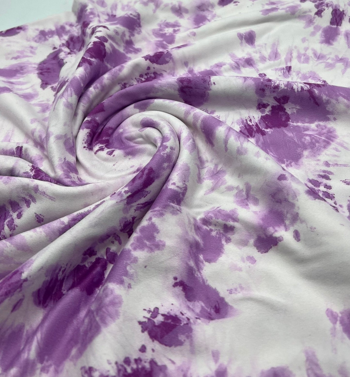 Lilac Pink Tie Print Super Soft Spun Poly Stretch Fabric