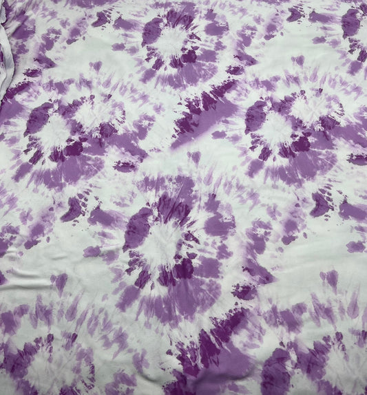 Lilac Pink Tie Print Super Soft Spun Poly Stretch Fabric