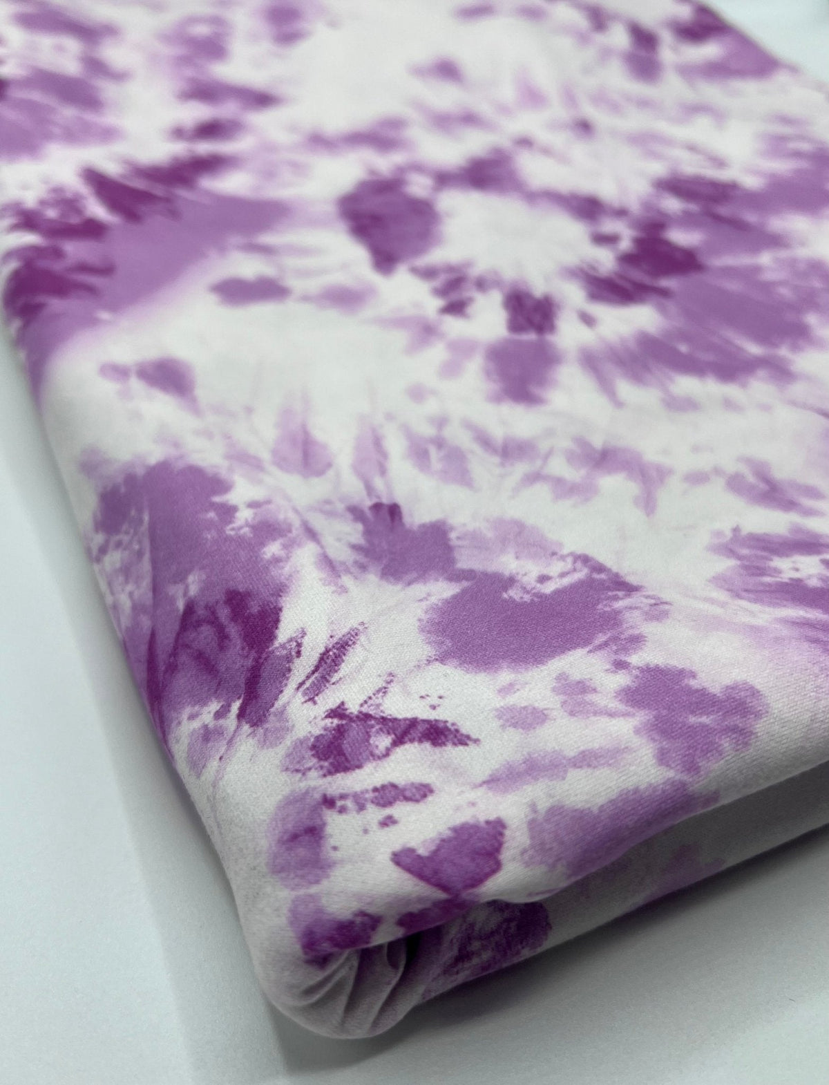 Lilac Pink Tie Print Super Soft Spun Poly Stretch Fabric