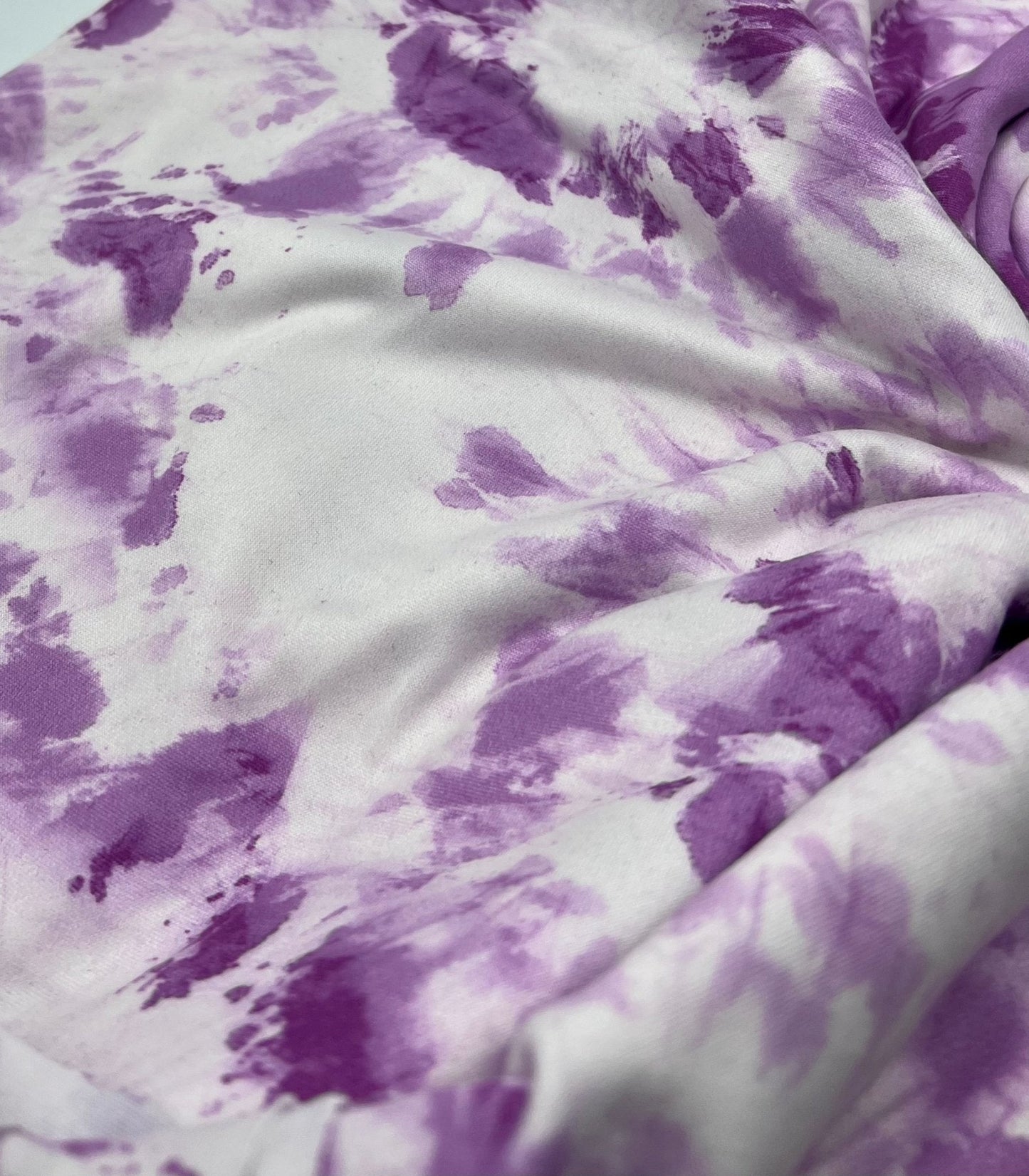 Lilac Pink Tie Print Super Soft Spun Poly Stretch Fabric