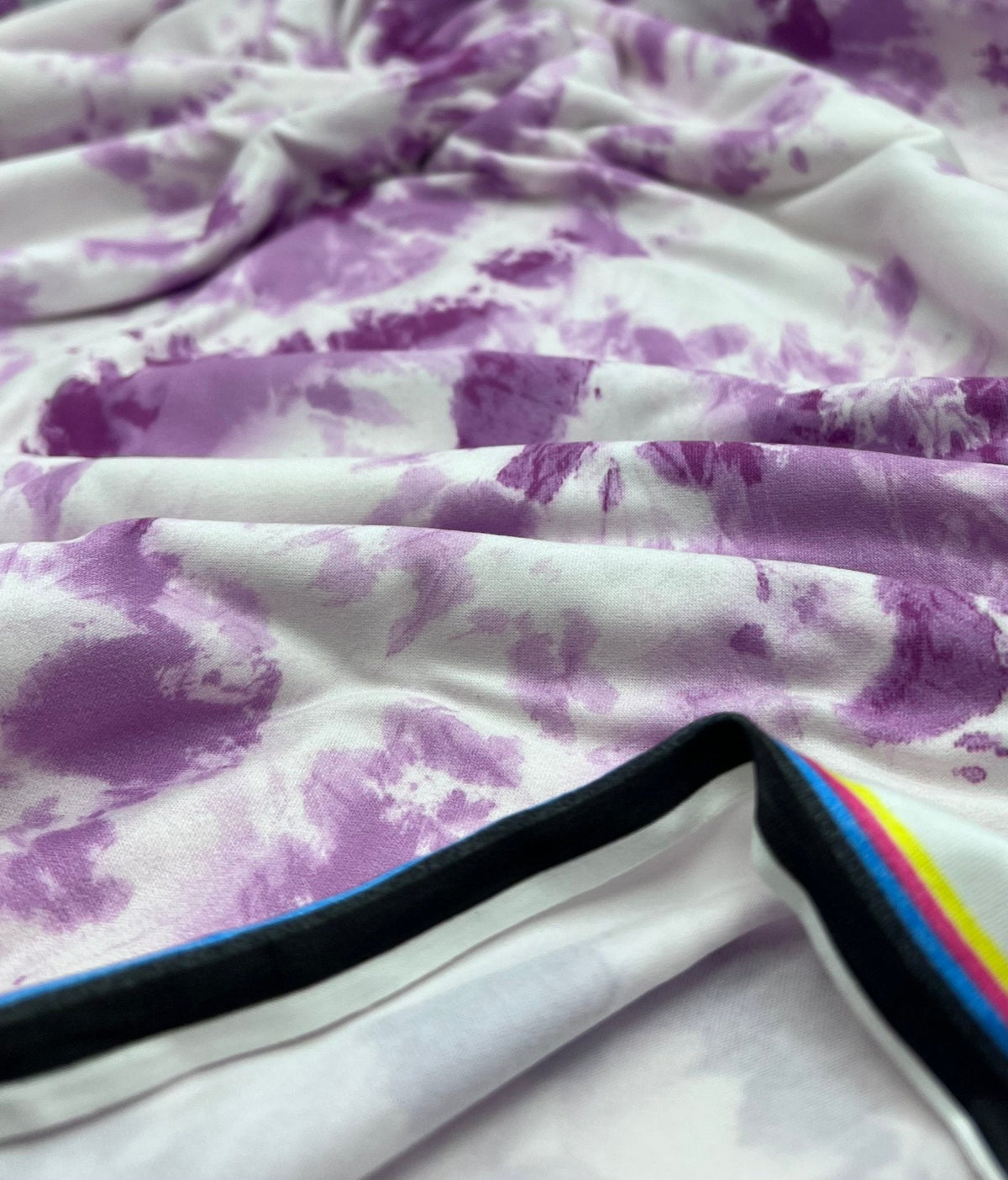 Lilac Pink Tie Print Super Soft Spun Poly Stretch Fabric