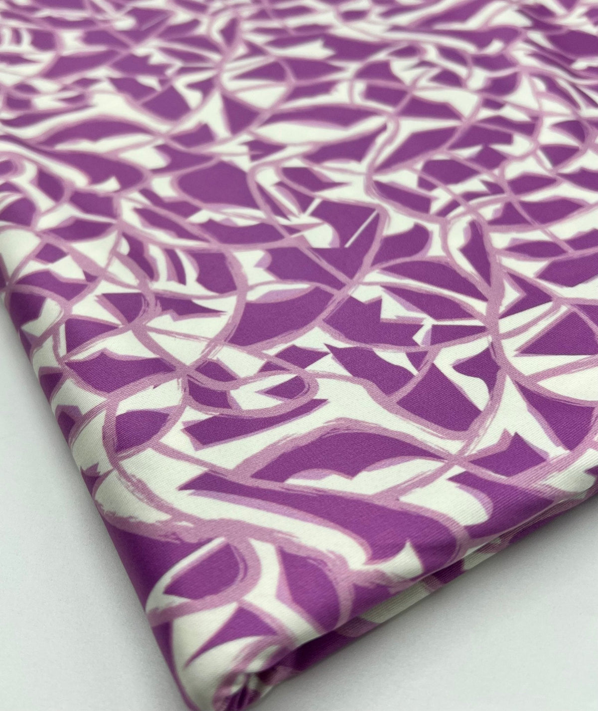 Lilac White Pink Print Soft Touch 4 Way Stretch Fabric