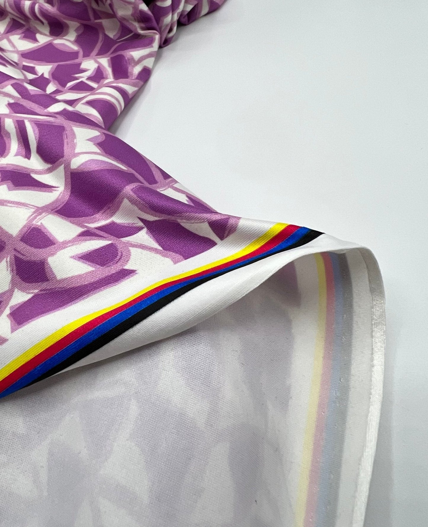 Lilac White Pink Print Soft Touch 4 Way Stretch Fabric