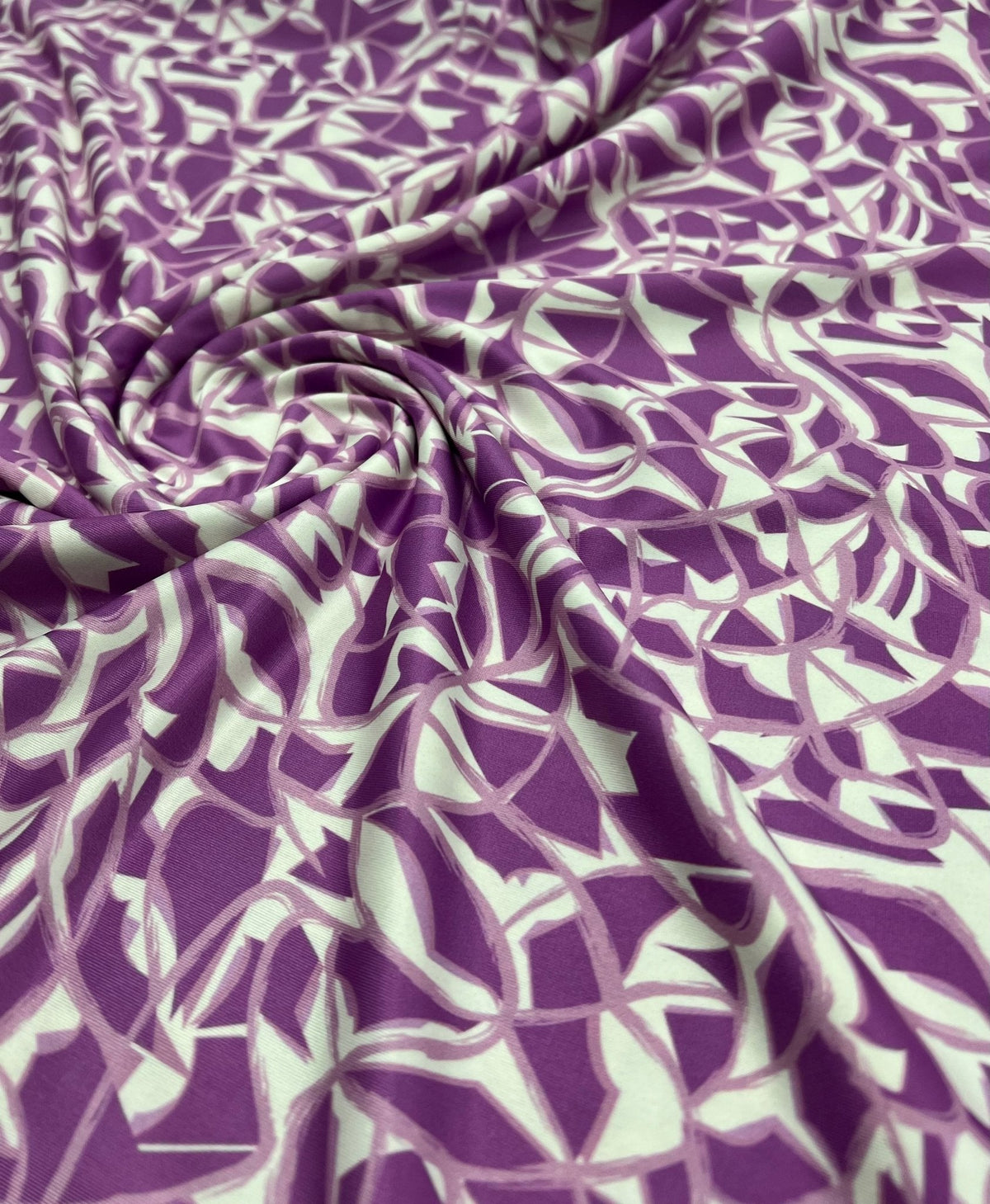 Lilac White Pink Print Soft Touch 4 Way Stretch Fabric