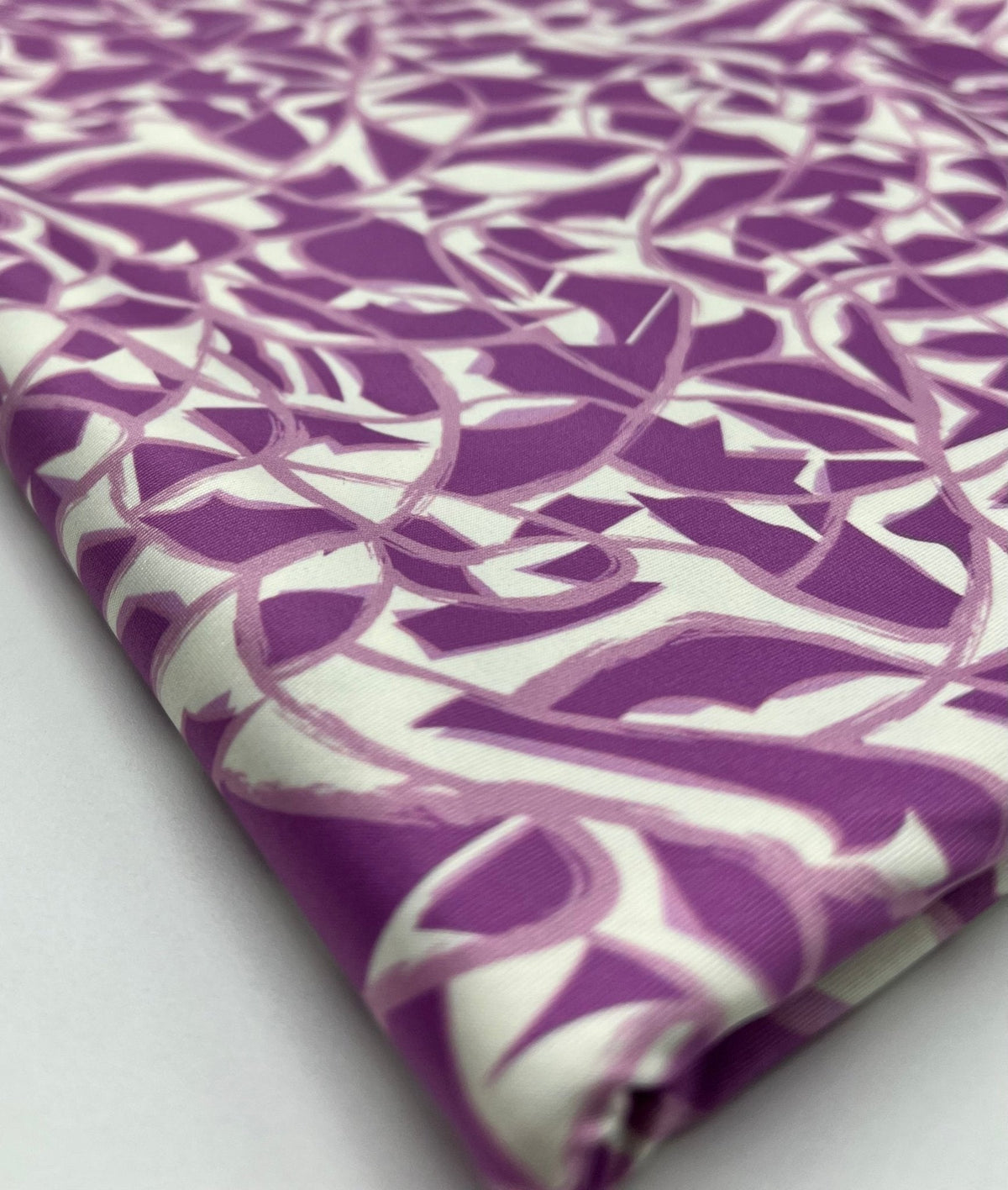 Lilac White Pink Print Soft Touch 4 Way Stretch Fabric