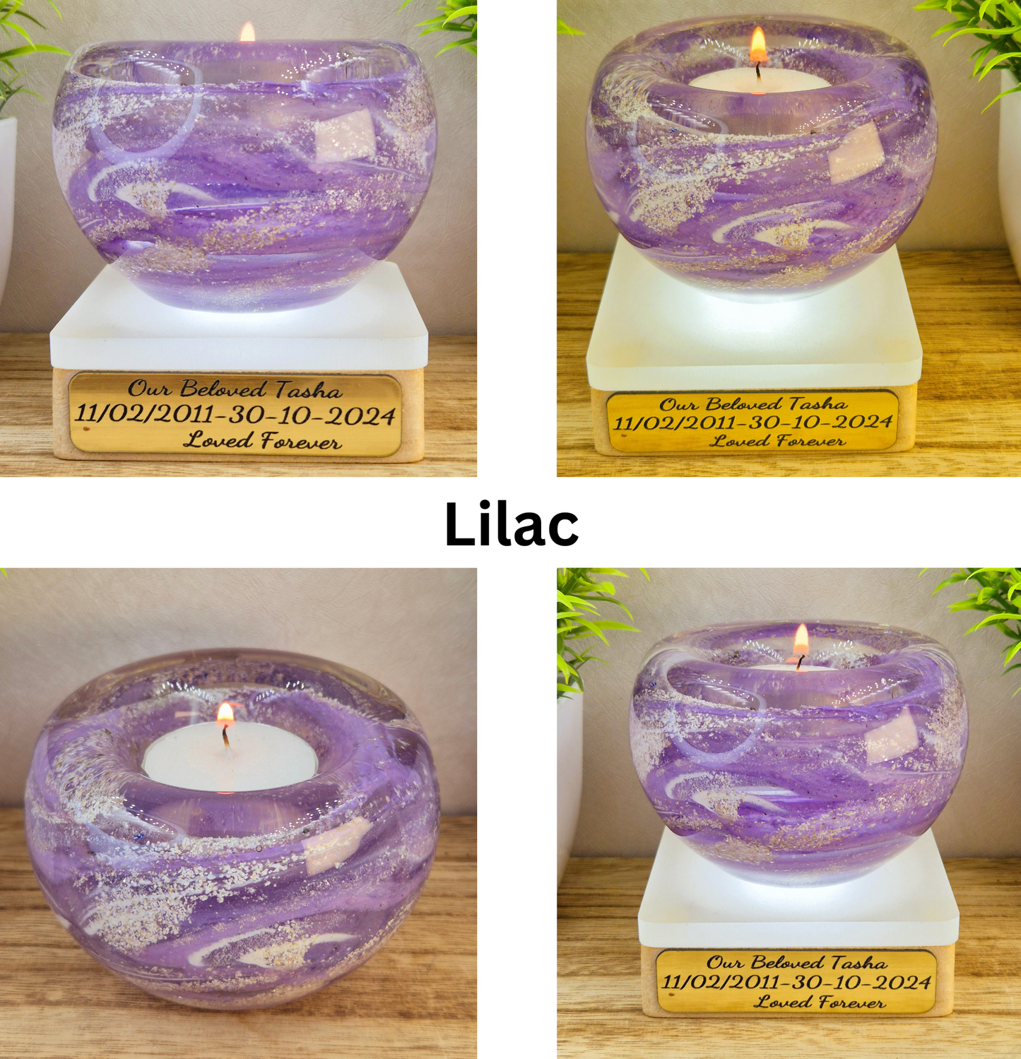 Ashes in glass memorial tealight
